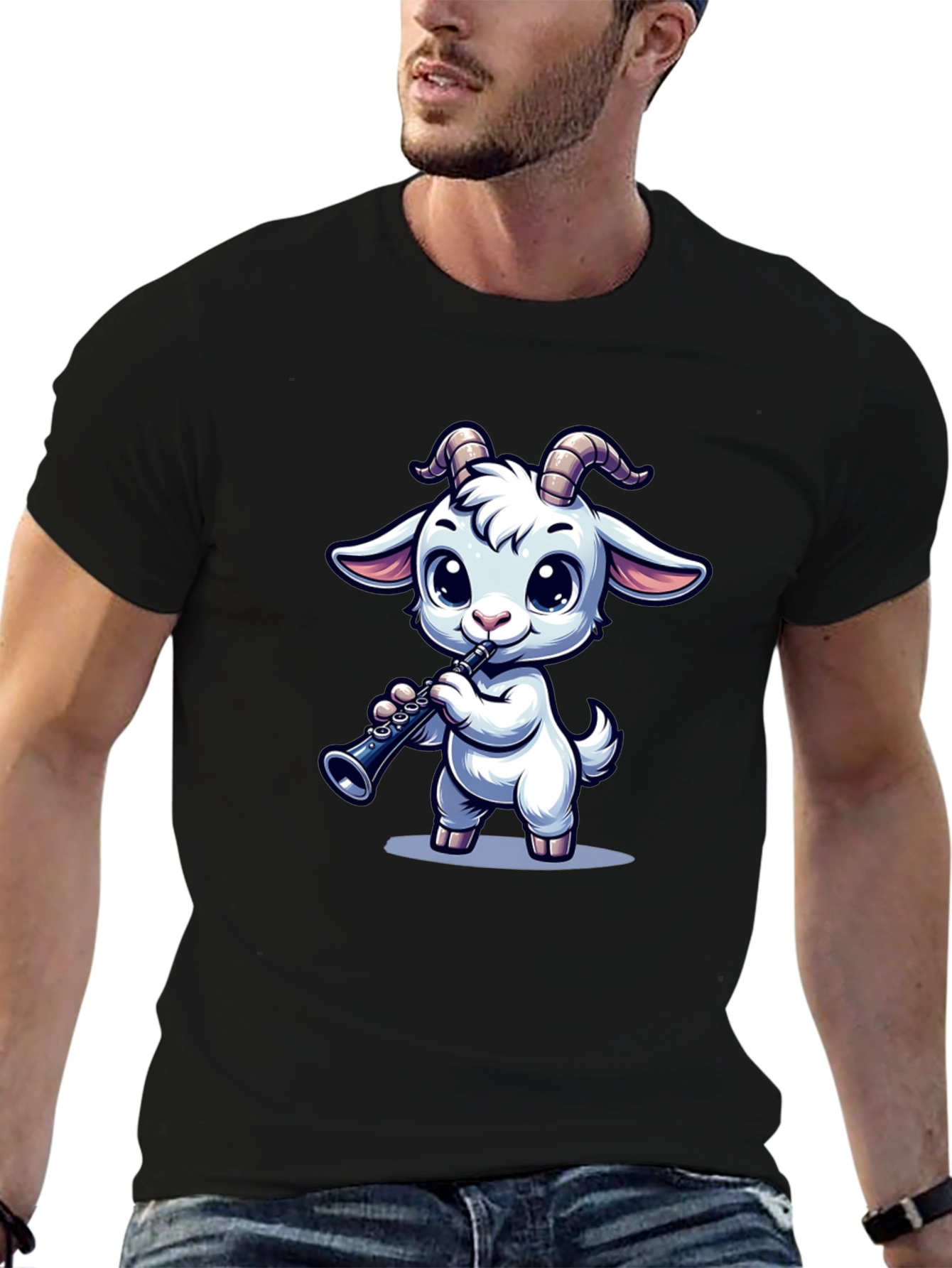 Goat Clarinet Cartoon T-Shirt