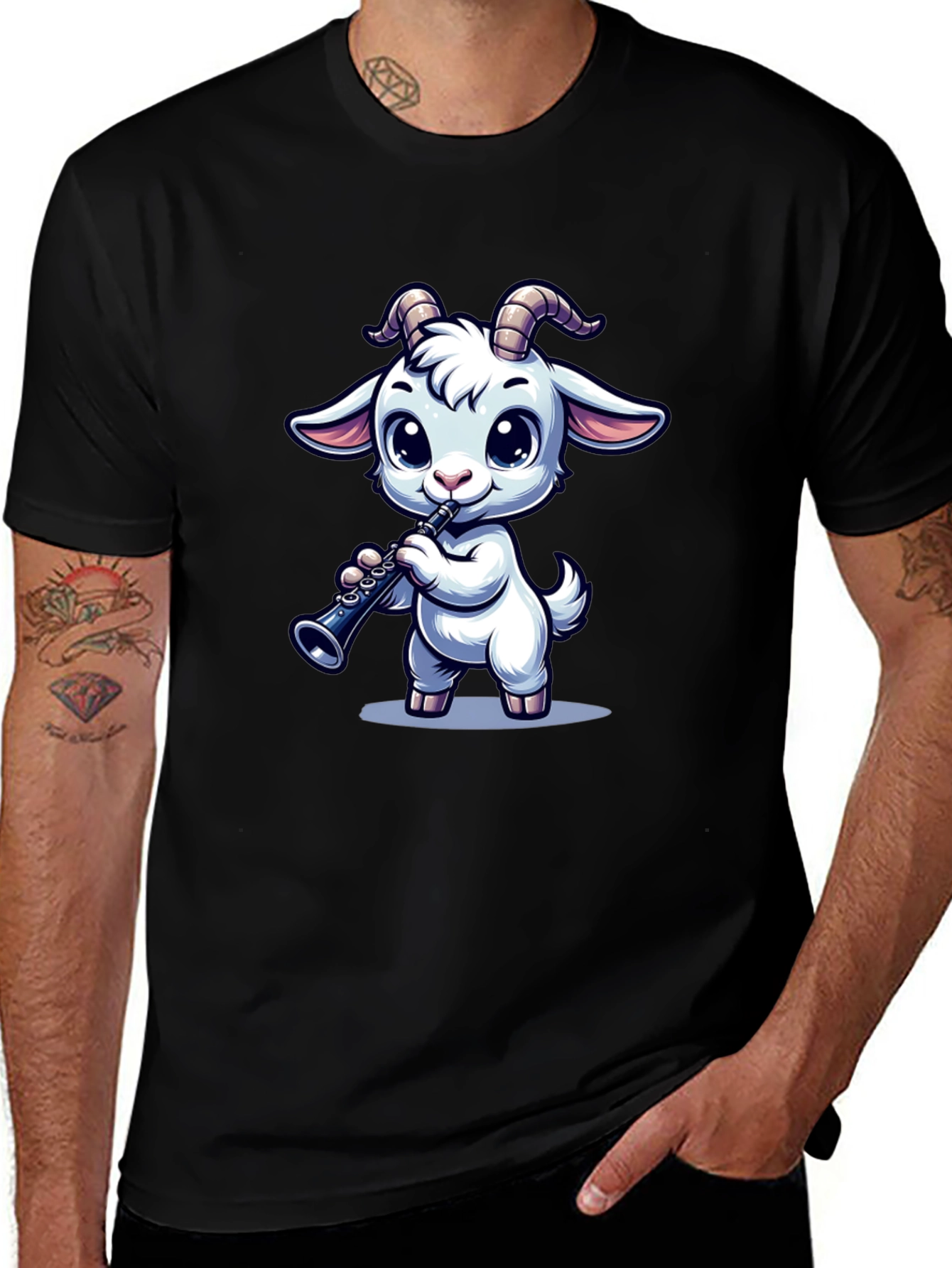 Goat Clarinet Cartoon T-Shirt