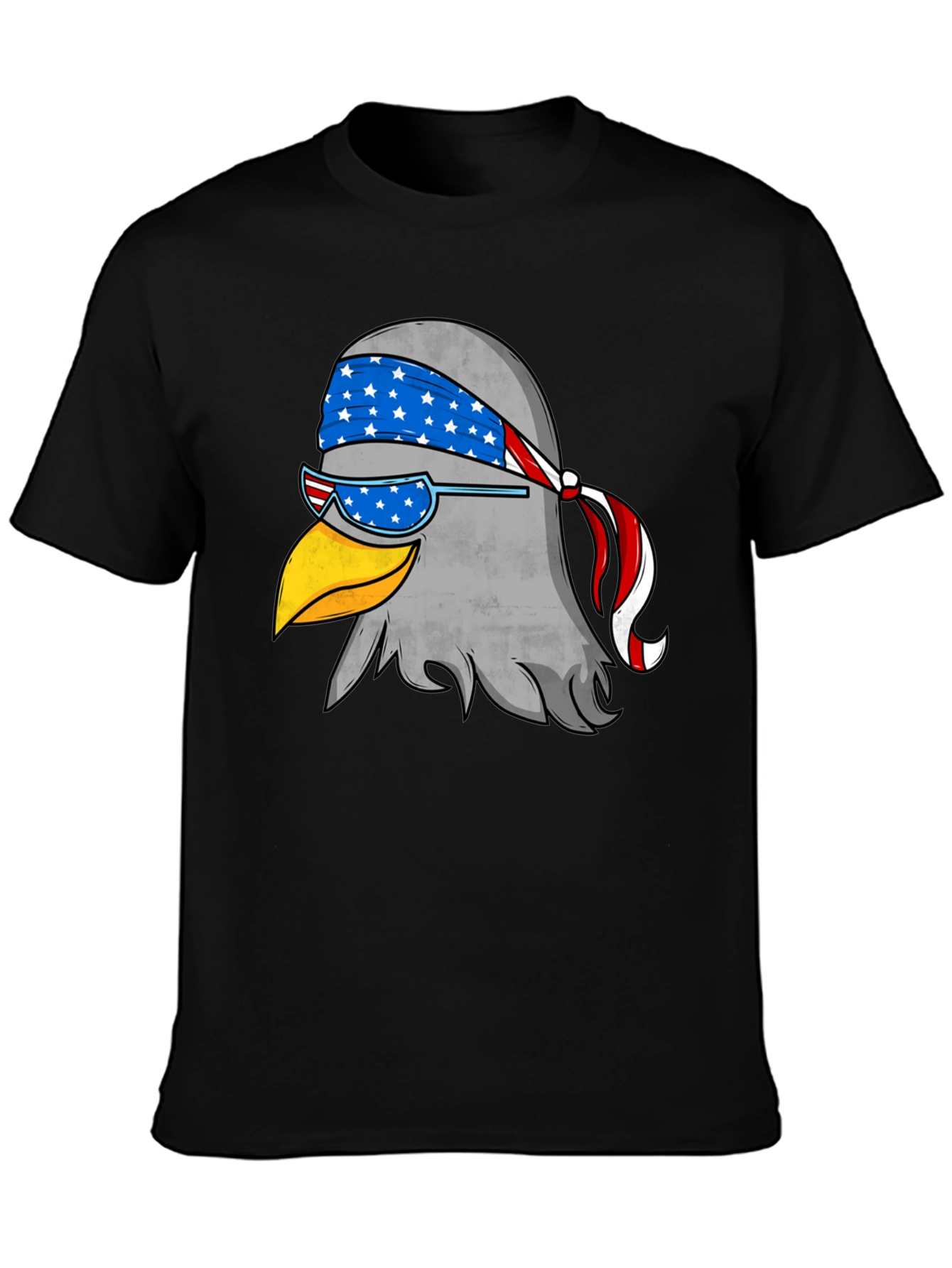 Patriotic Eagle Graphic Tee - Black Cotton T-Shirt