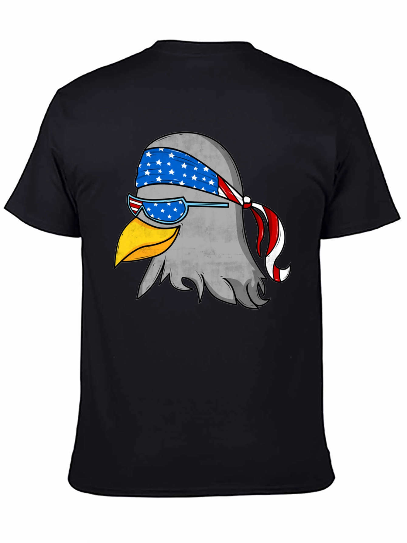 Patriotic Eagle Graphic Tee - Black Cotton T-Shirt