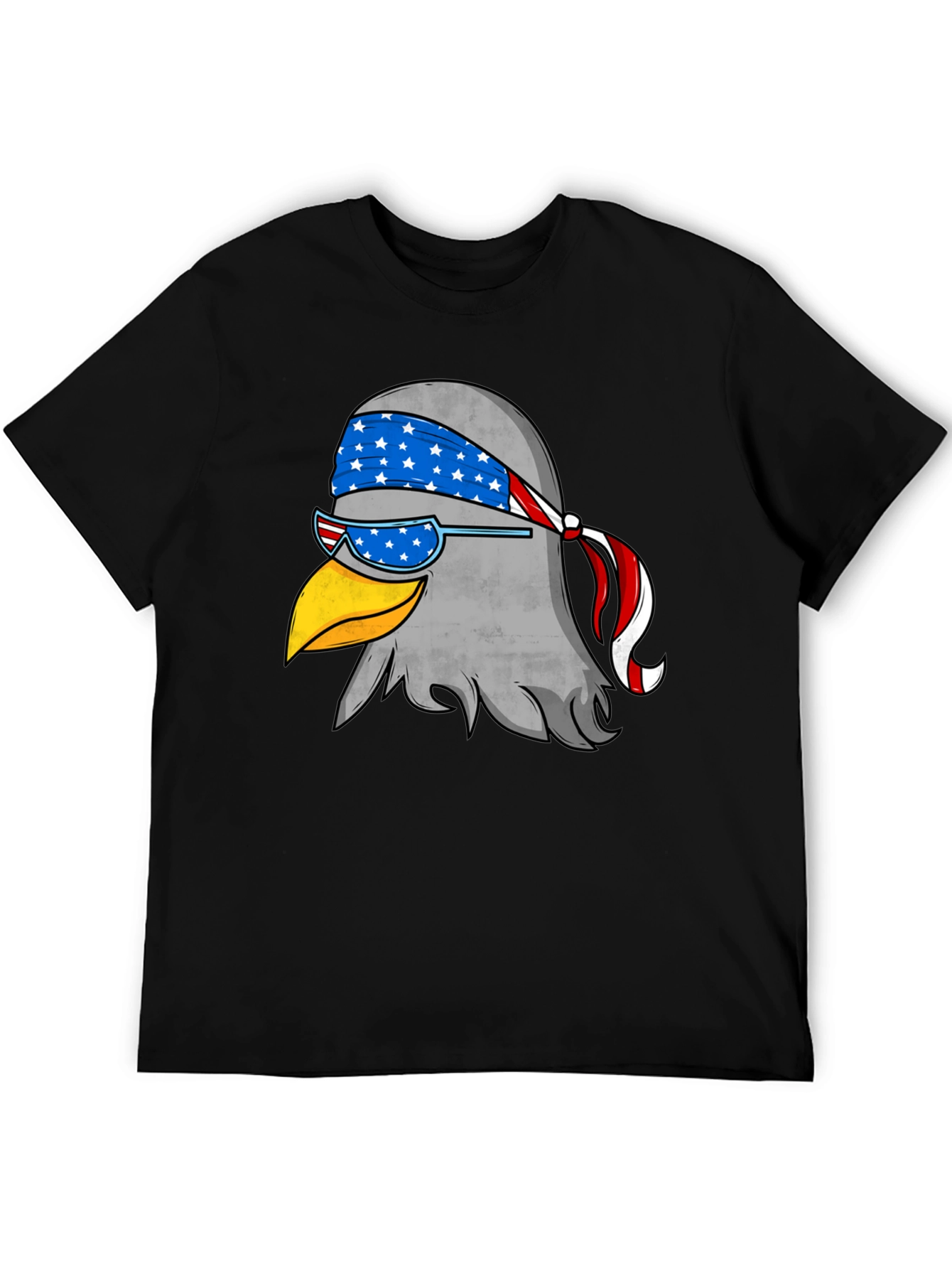 Patriotic Eagle Graphic Tee - Black Cotton T-Shirt