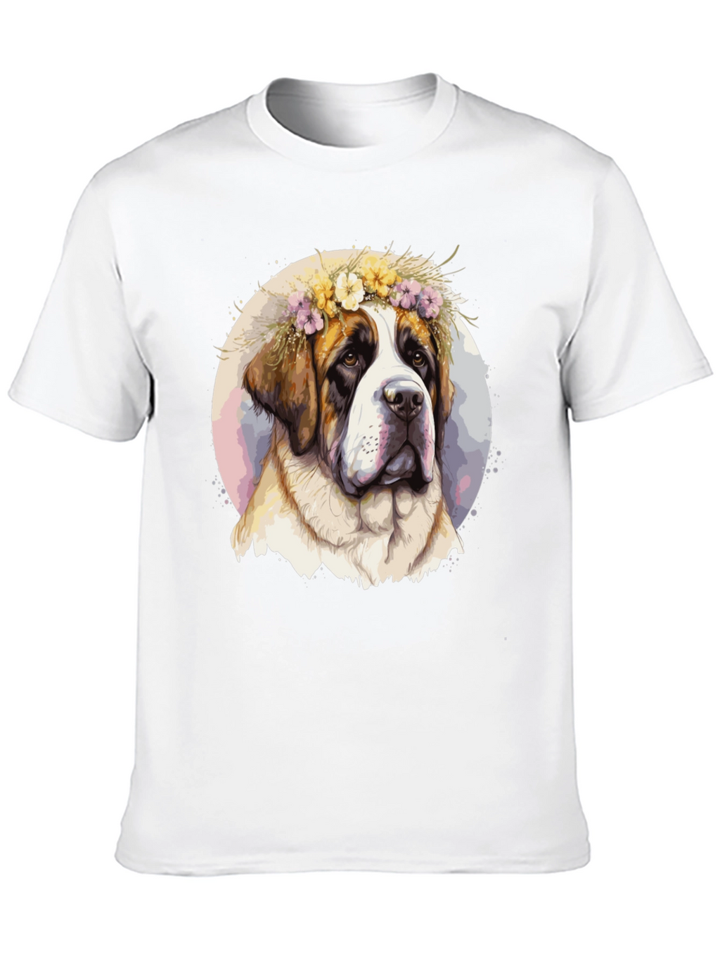 Dog with Flower Crown Black T-Shirt