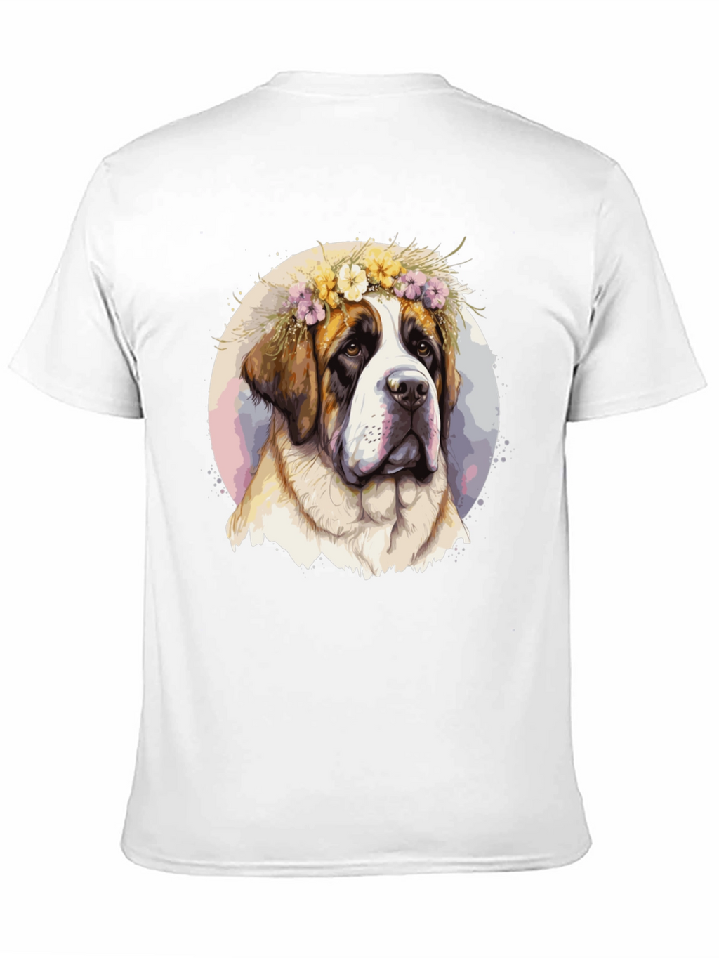 Dog with Flower Crown Black T-Shirt