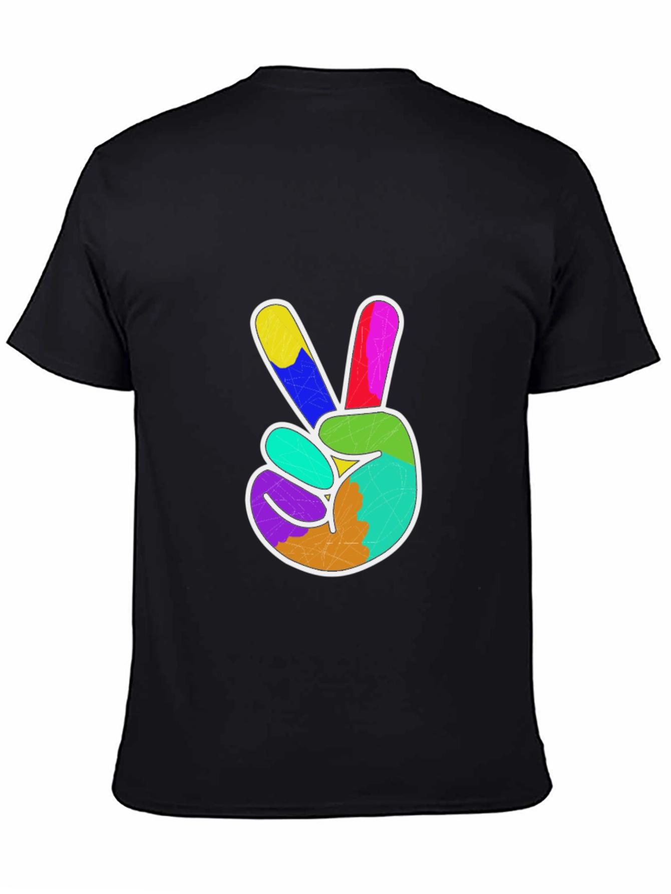 Peace Sign Graphic Tee - Colorful Hand Gesture T-Shirt