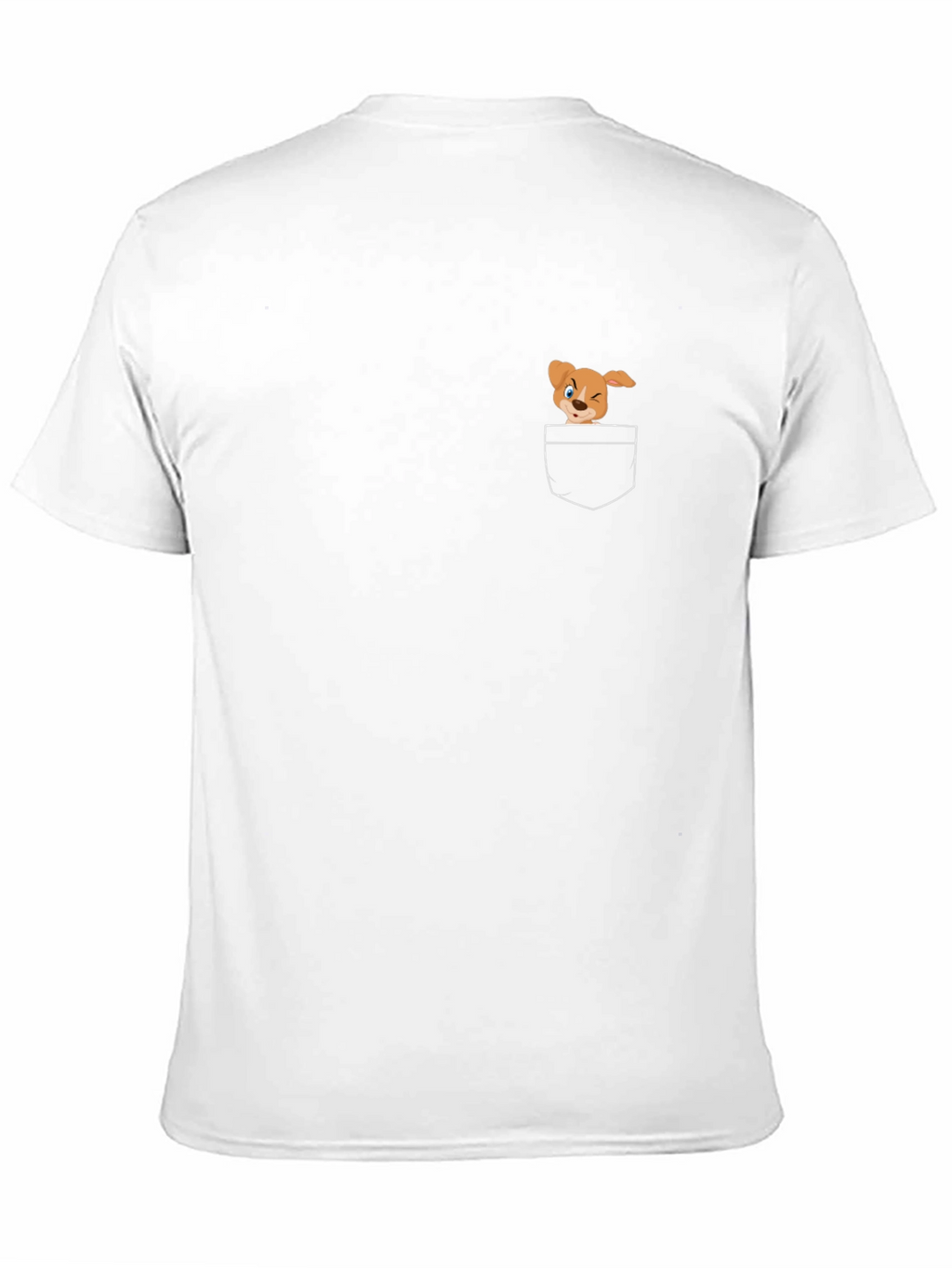 Black T-Shirt with Cute Cartoon Dog Pocket Design