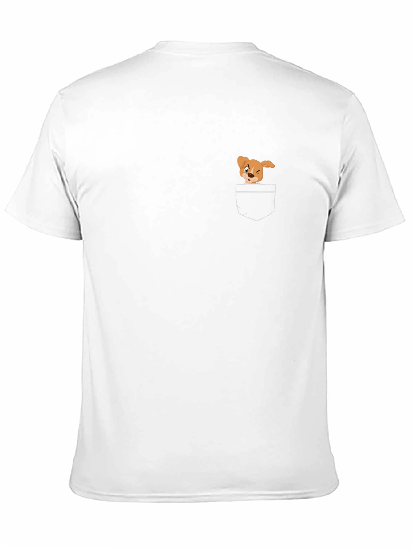 Black T-Shirt with Cute Cartoon Dog Pocket Design
