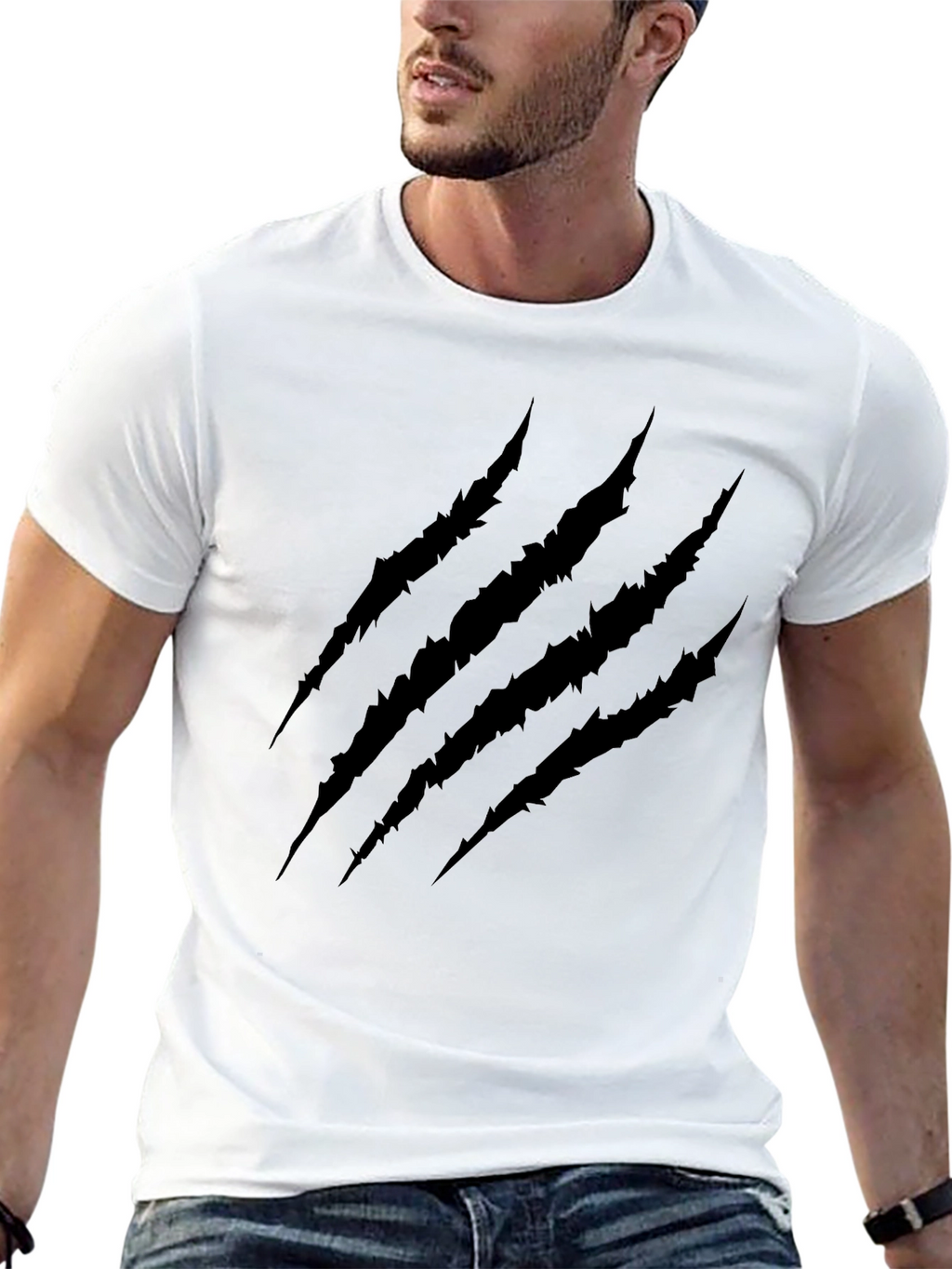 Claw Scratch Graphic Tee - Black Cotton Blend T-Shirt