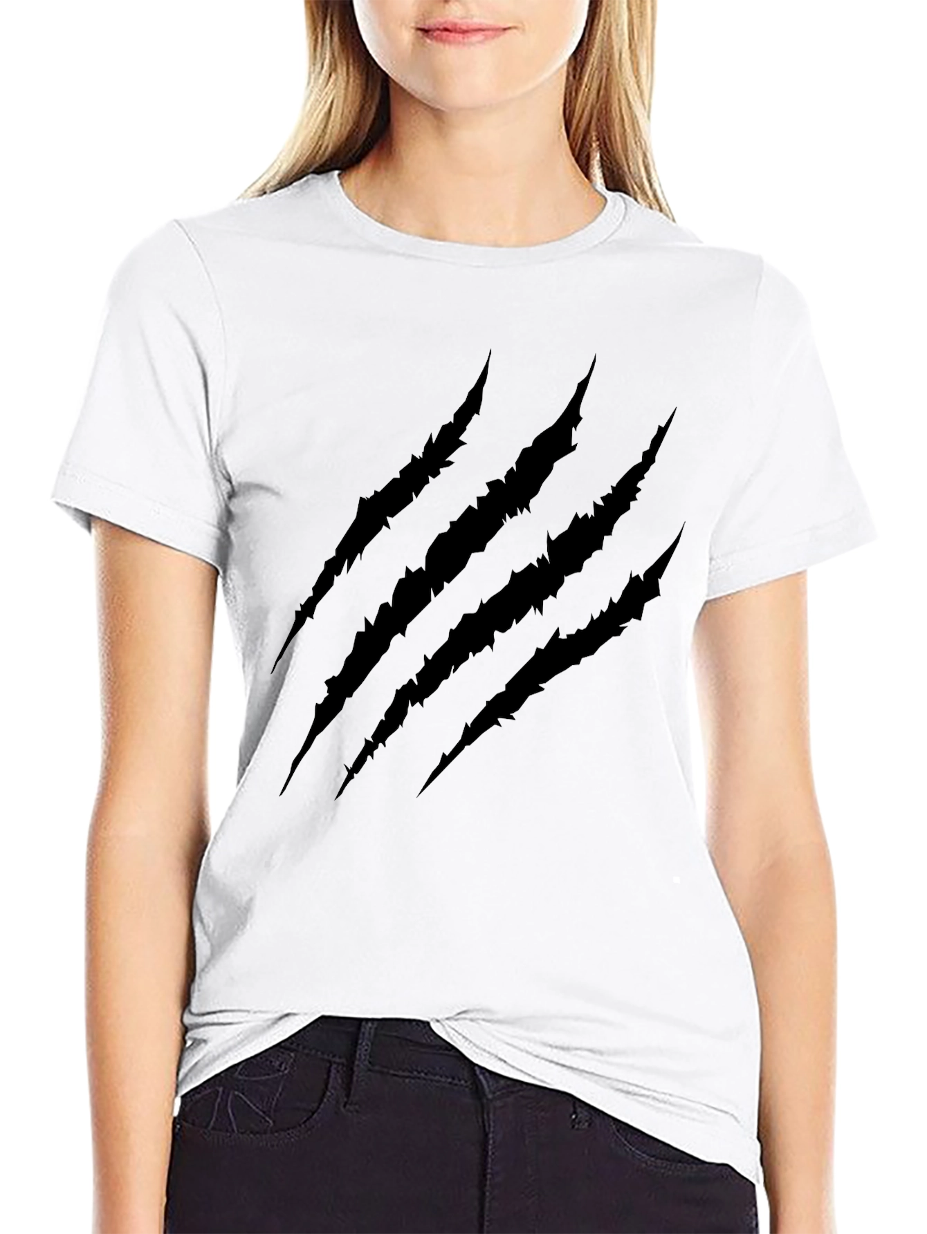 Claw Scratch Graphic Tee - Black Cotton Blend T-Shirt