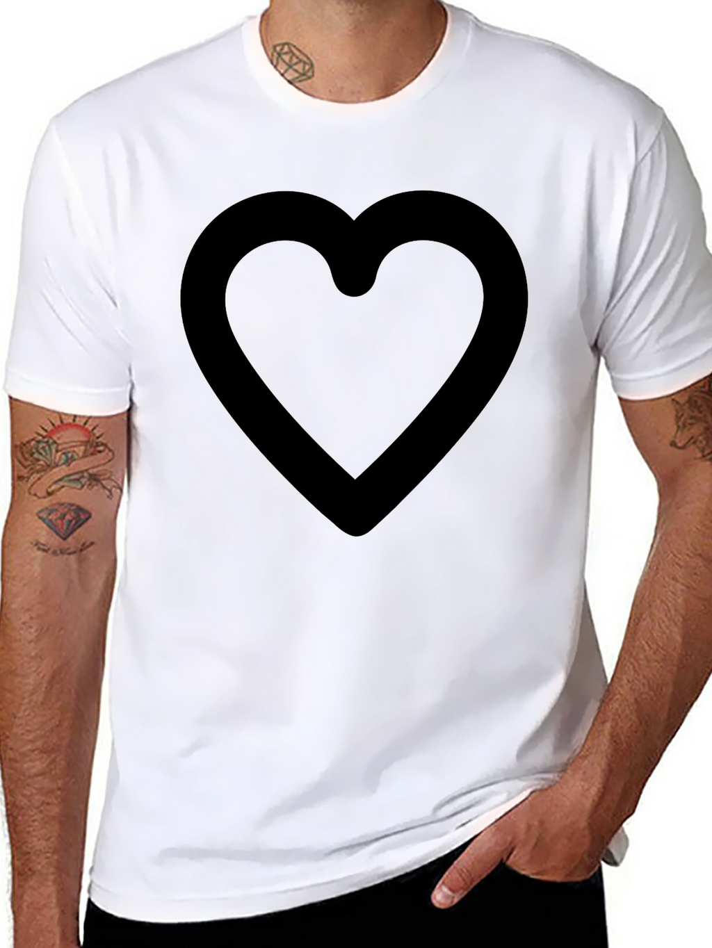 Black Heart Outline Graphic Tee - Casual Comfort
