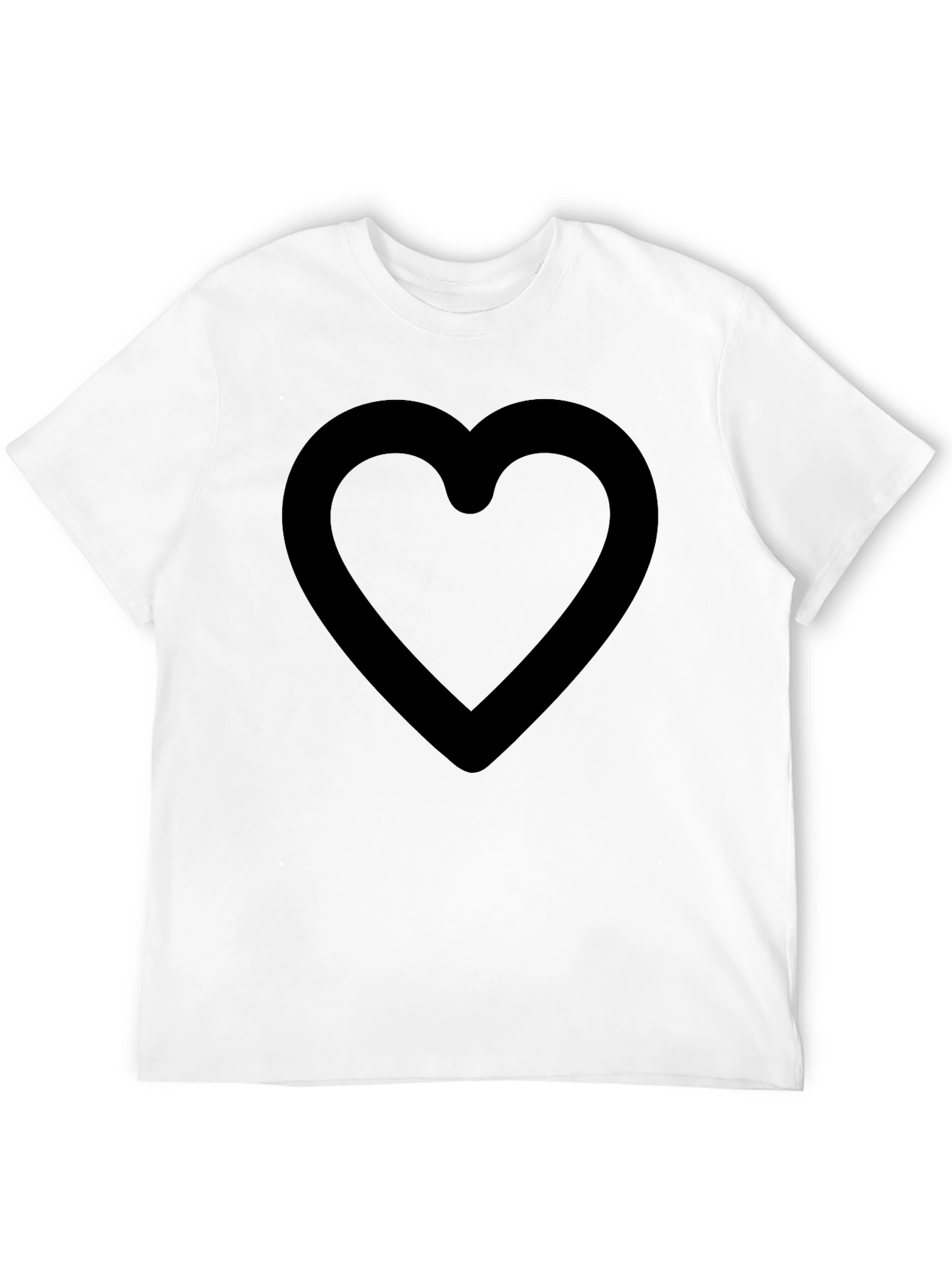 Black Heart Outline Graphic Tee - Casual Comfort