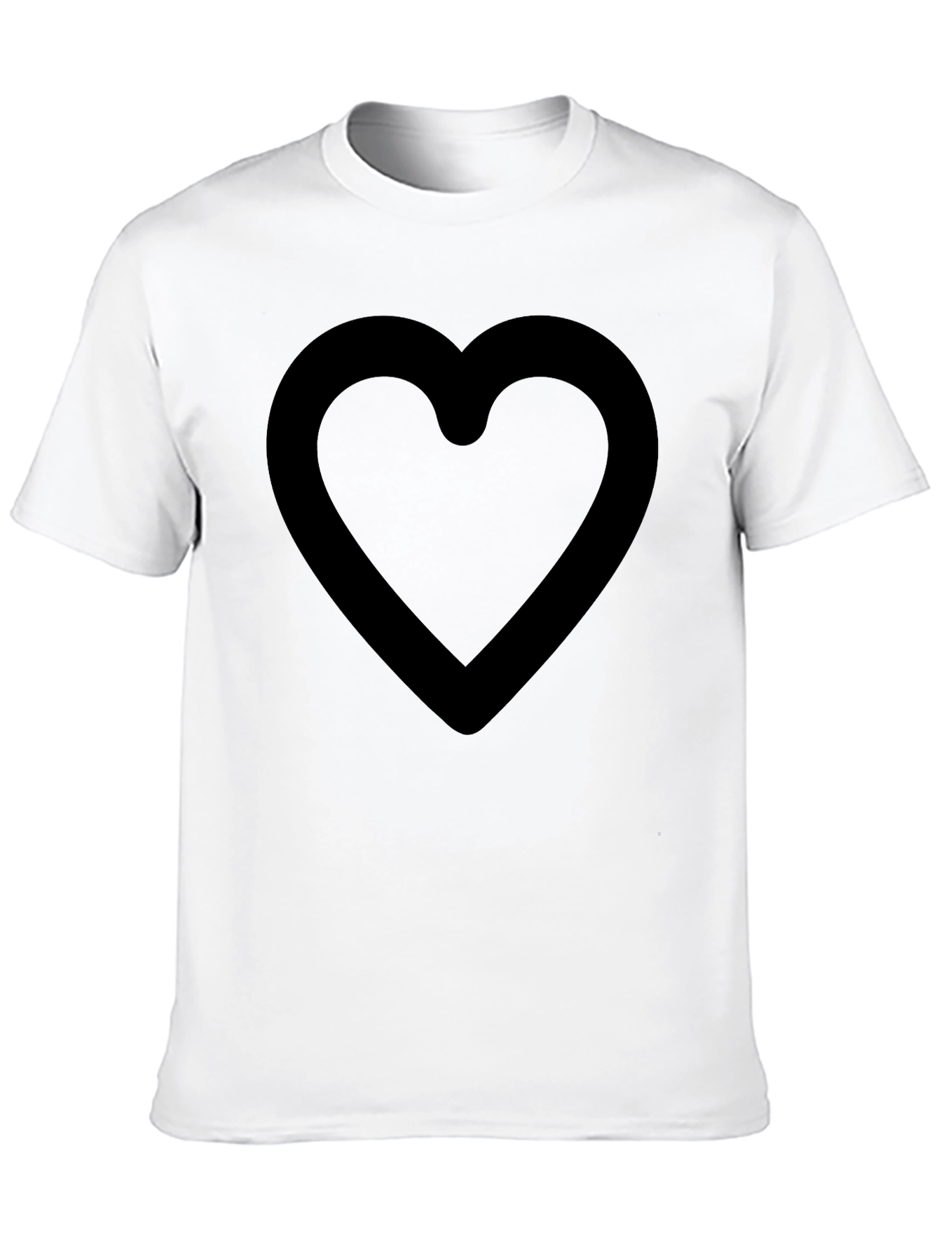 Black Heart Outline Graphic Tee - Casual Comfort