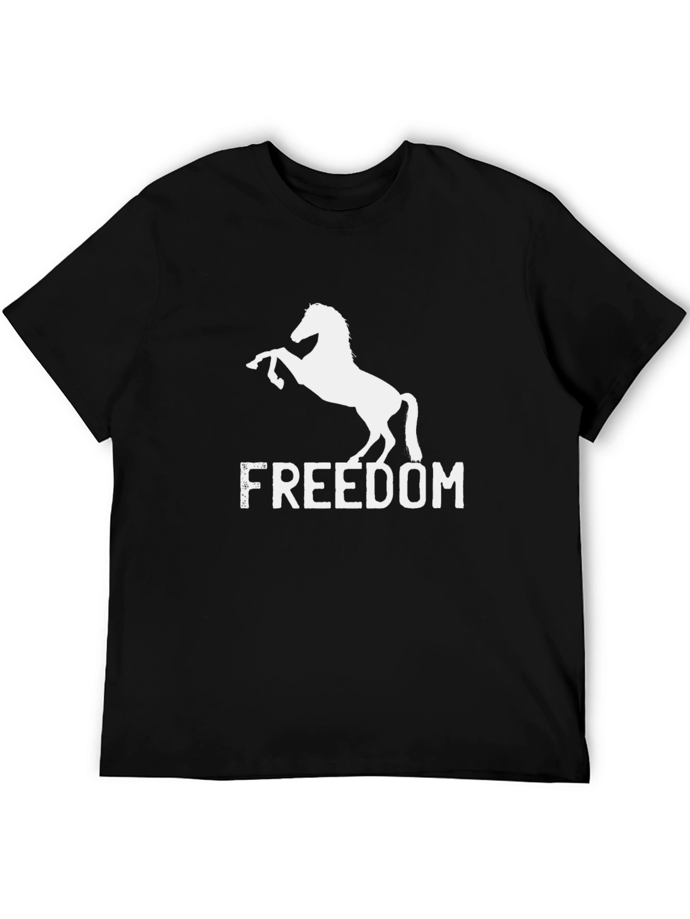 Freedom Horse Graphic T-Shirt - Black Cotton Tee