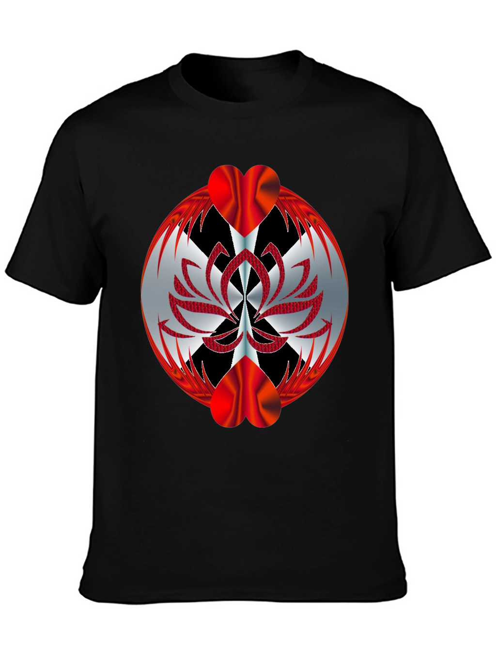 Abstract Heart Graphic T-Shirt - Black
