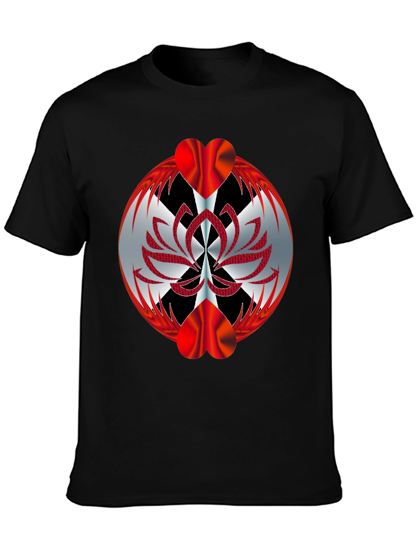 Abstract Heart Graphic T-Shirt - Black
