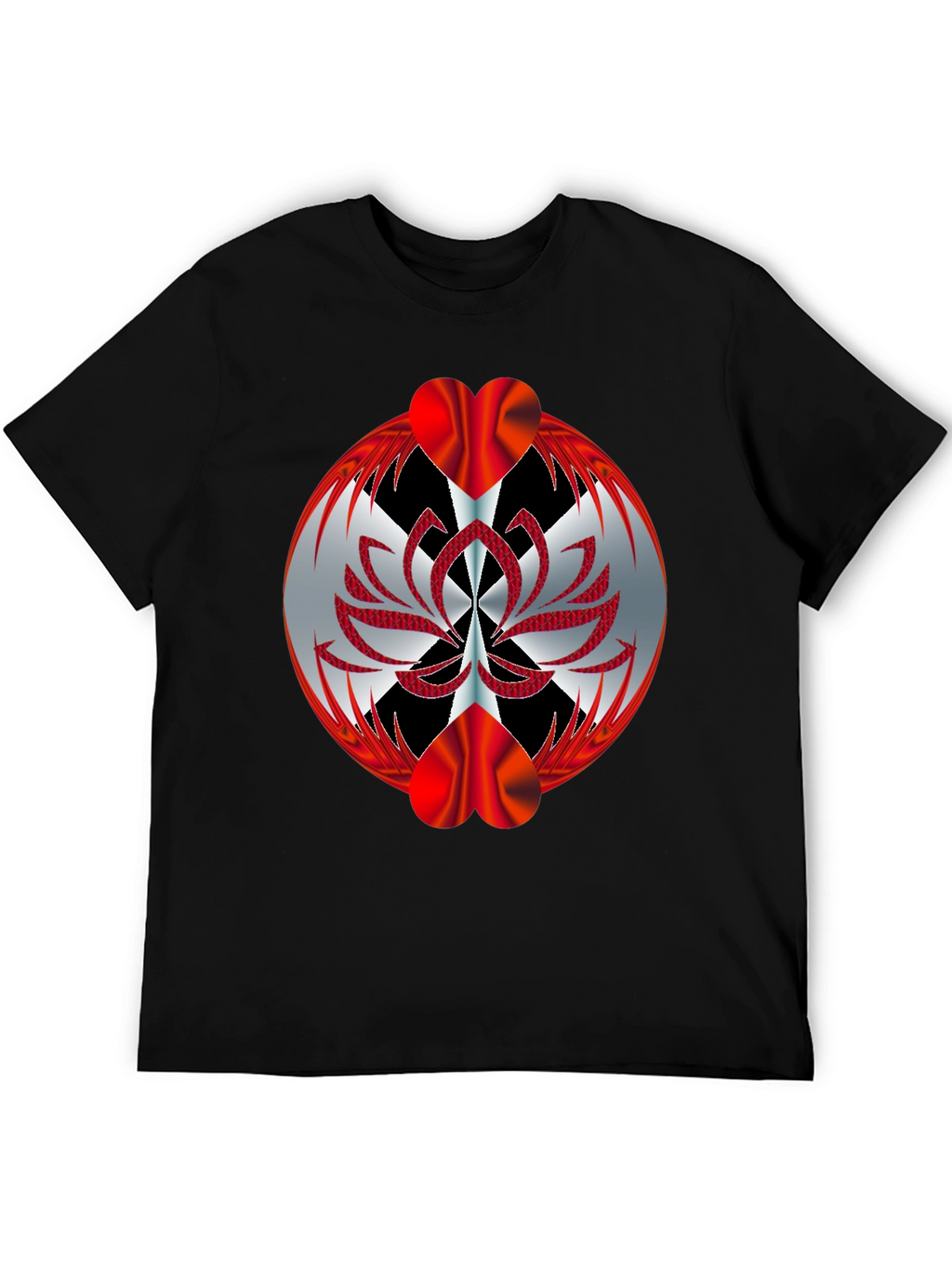 Abstract Heart Graphic T-Shirt - Black