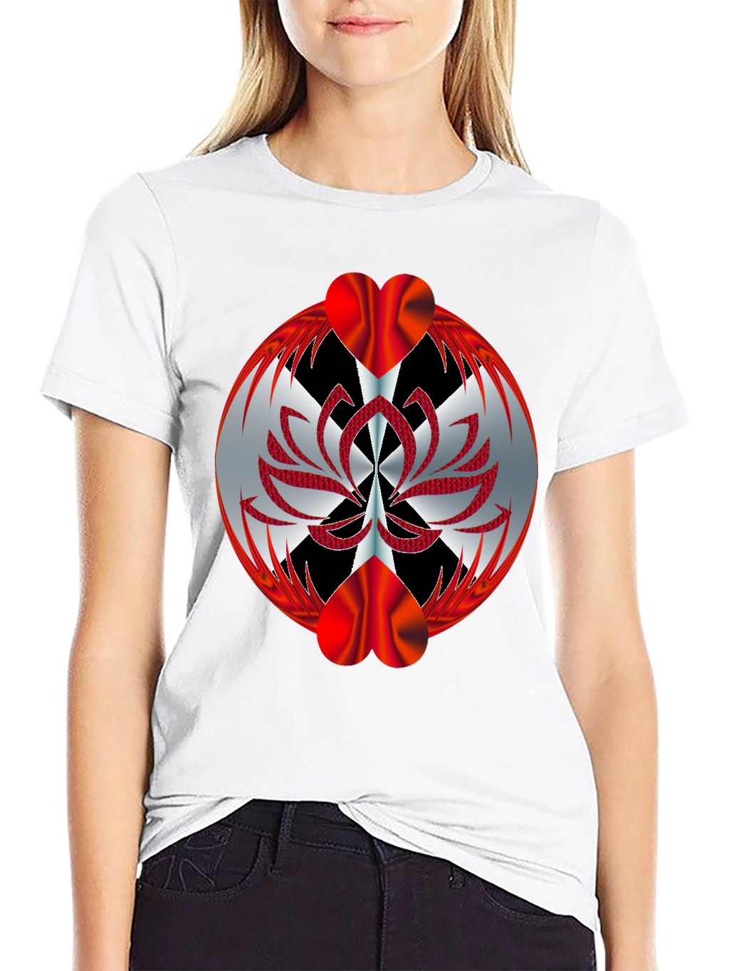 Abstract Heart Graphic T-Shirt - Black
