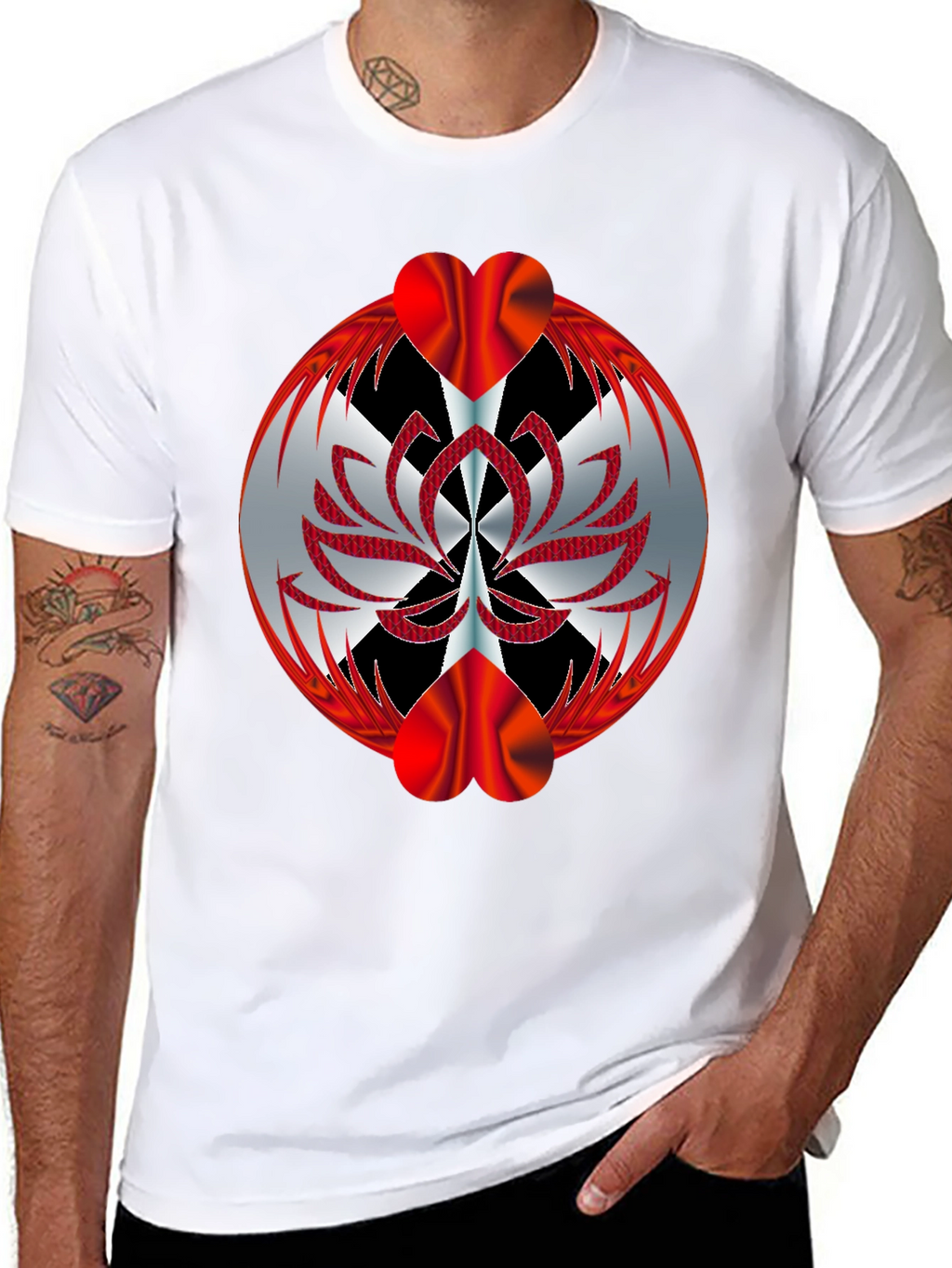 Abstract Heart Graphic T-Shirt - Black