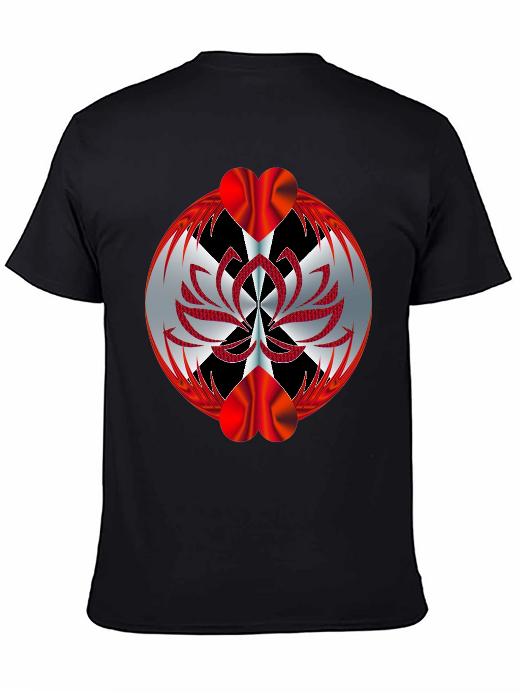 Abstract Heart Graphic T-Shirt - Black