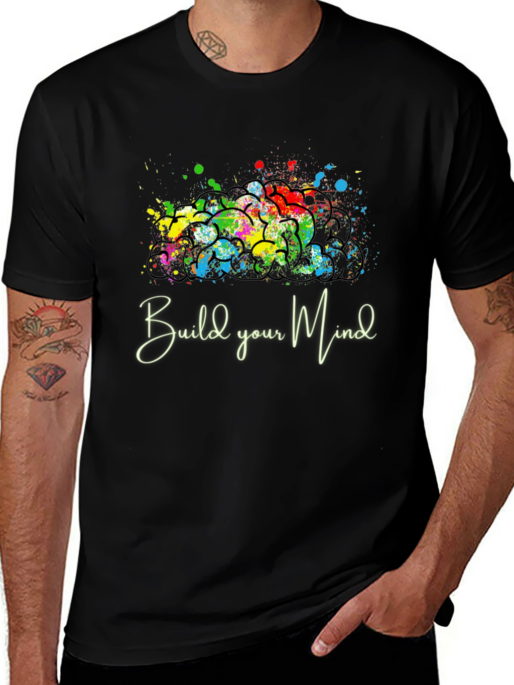 Build Your Mind Graphic Tee - Black Casual Shirt