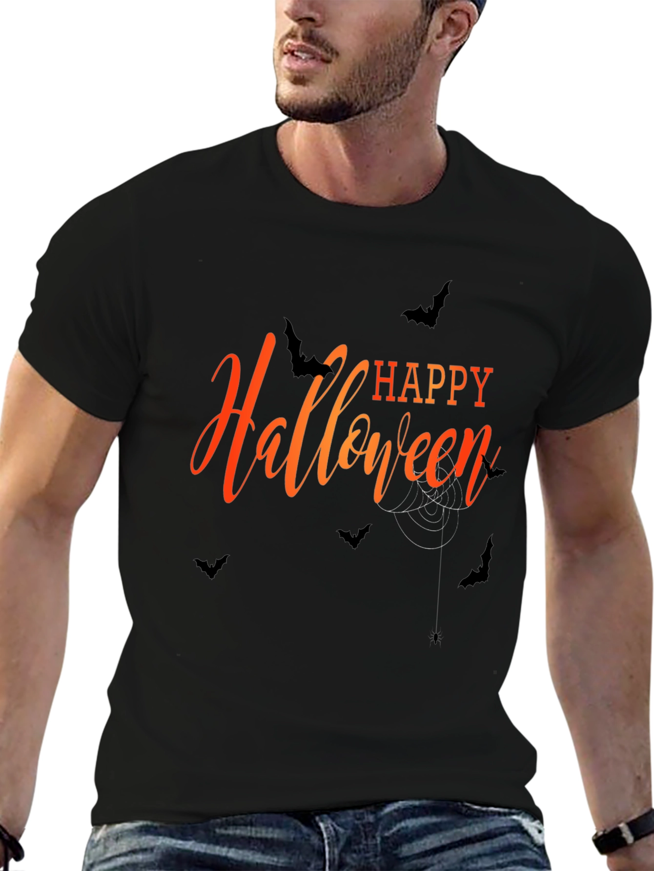 Happy Halloween Graphic T-Shirt - Mens Black Tee