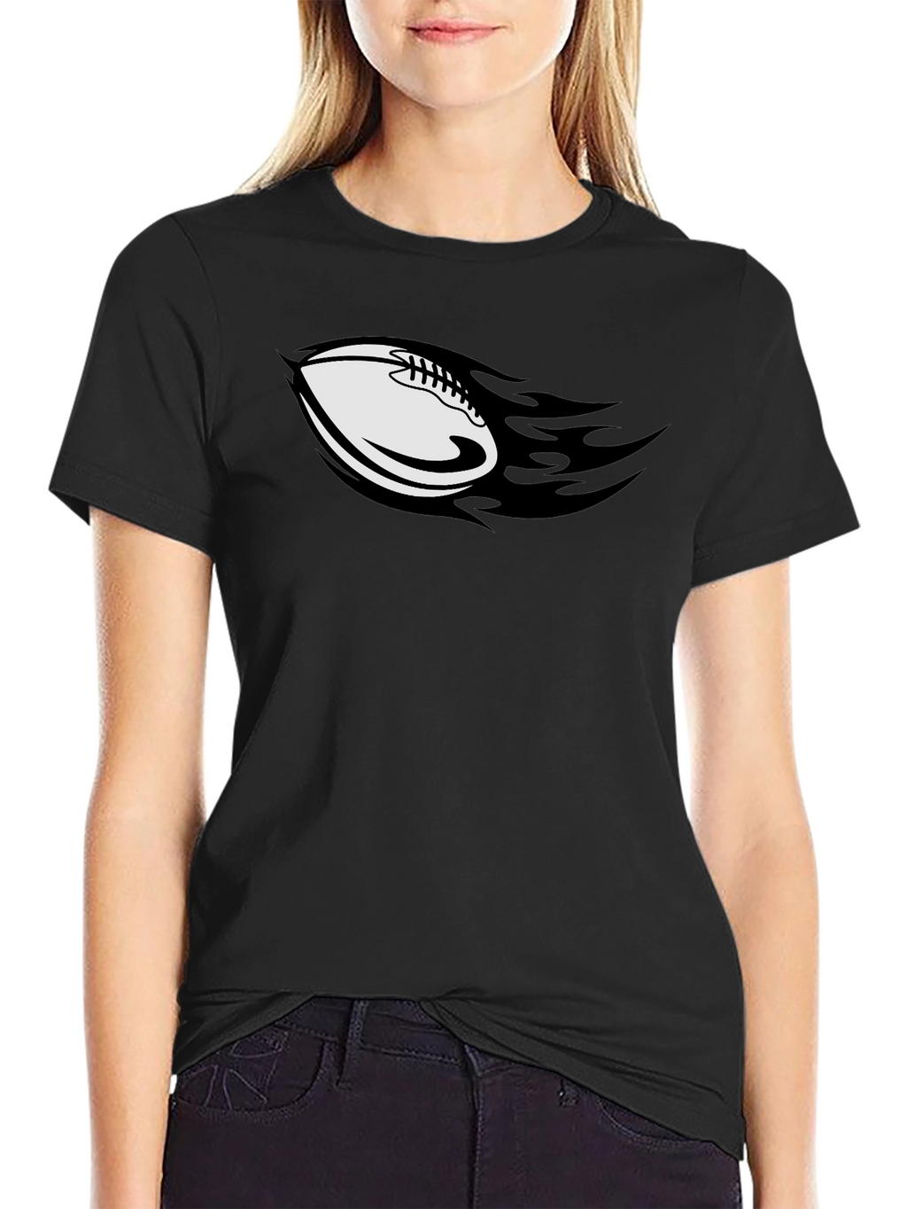 Flaming Football Graphic T-Shirt