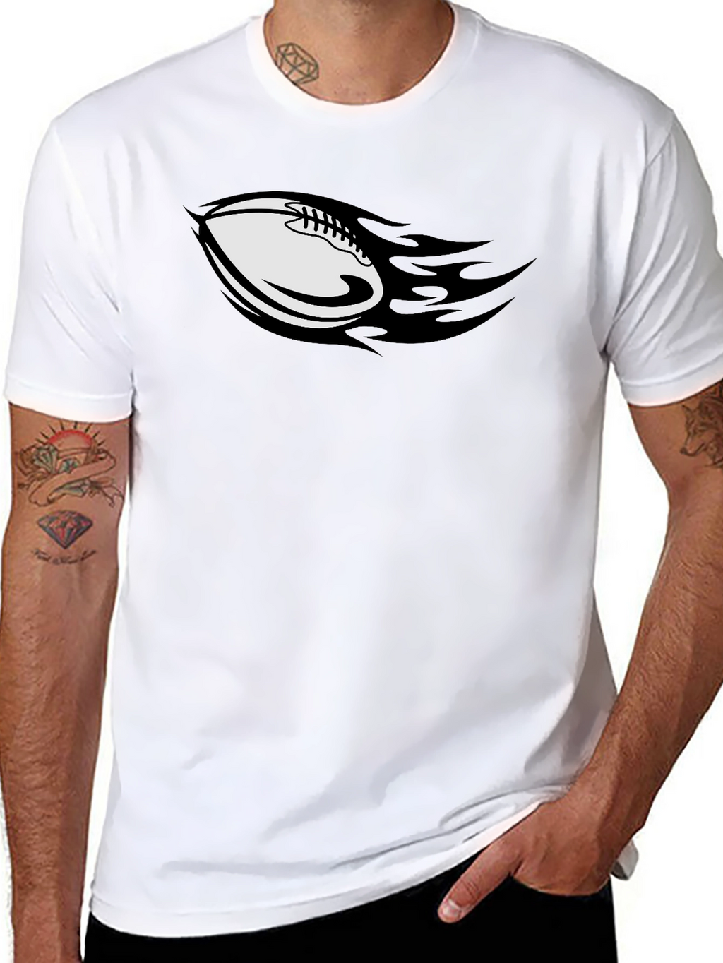 Flaming Football Graphic T-Shirt