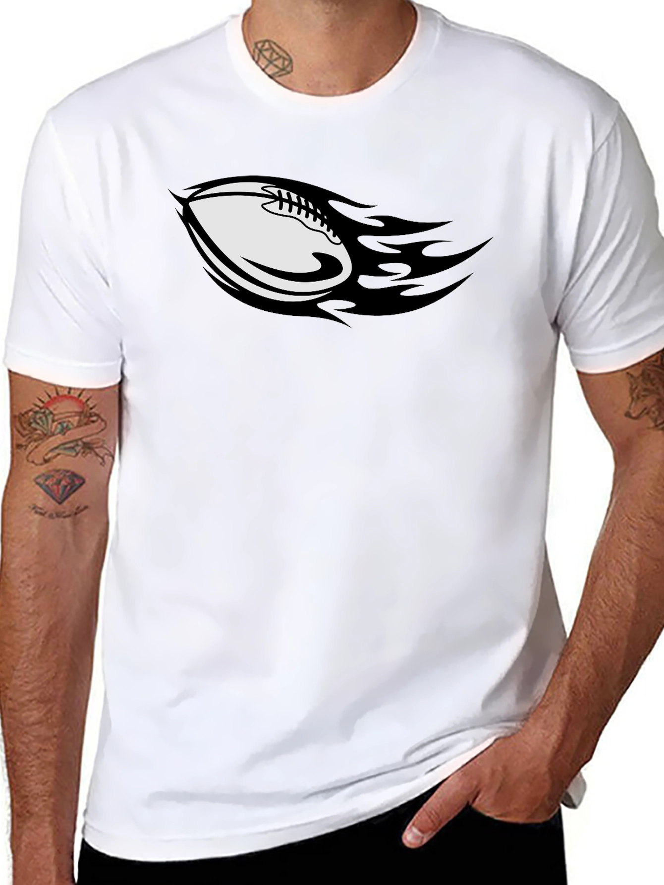 Flaming Football Graphic T-Shirt