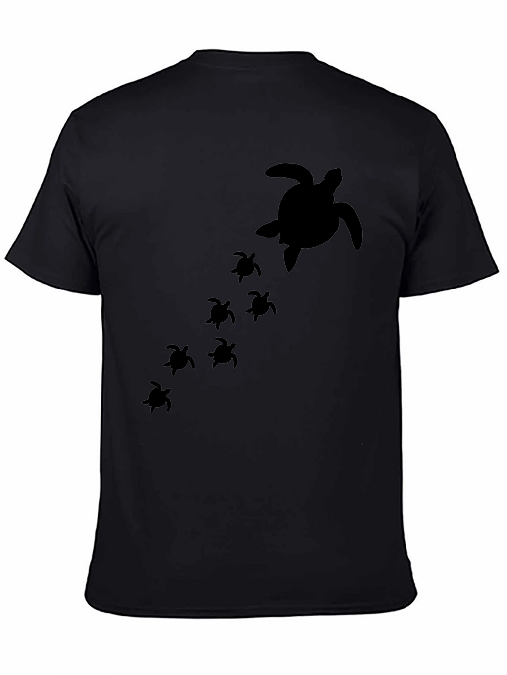 Turtle Family Graphic Tee - Black Cotton T-Shirt