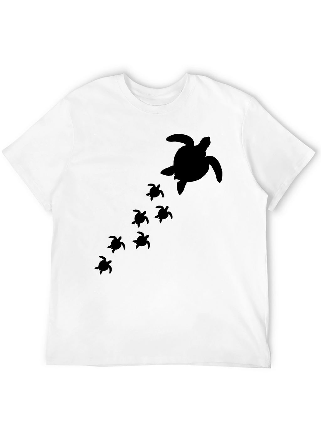 Turtle Family Graphic Tee - Black Cotton T-Shirt