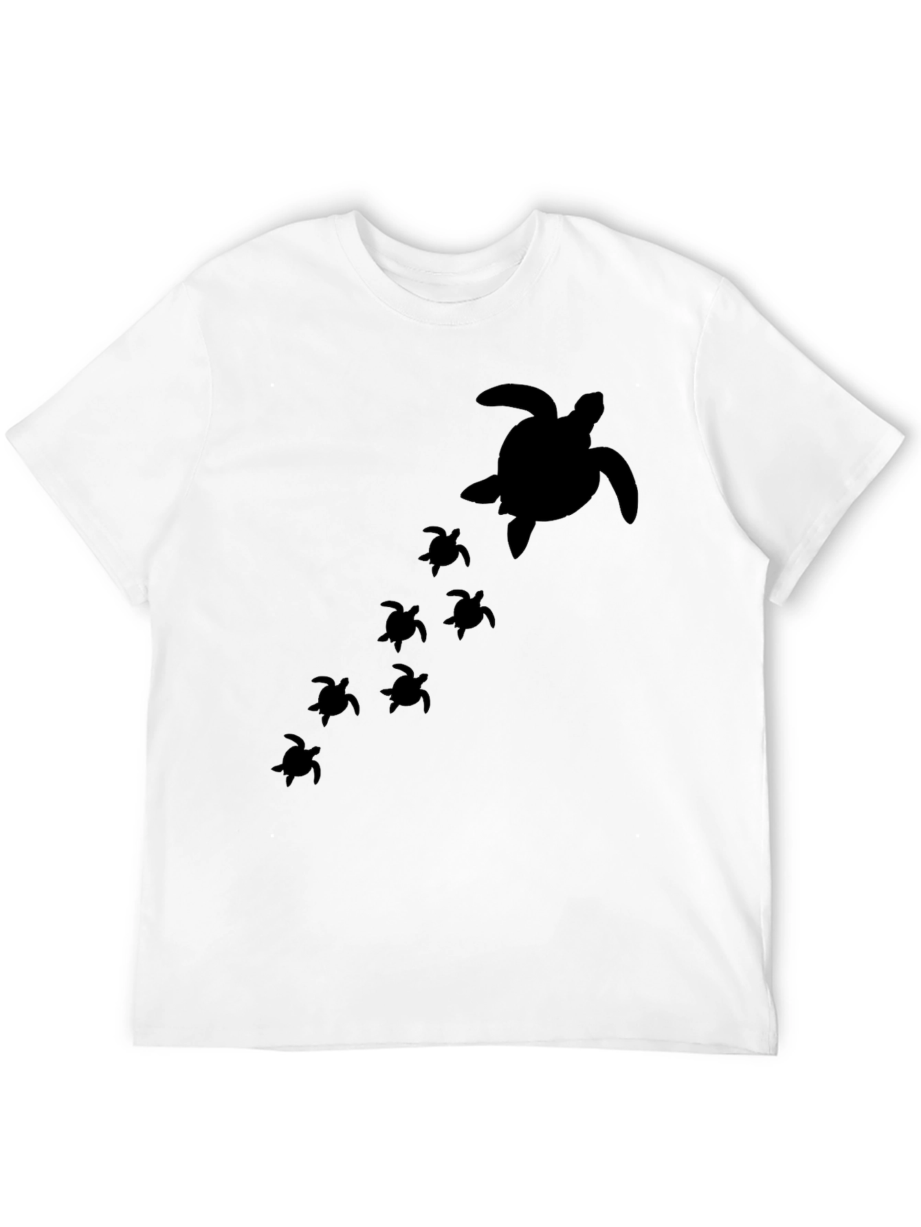 Turtle Family Graphic Tee - Black Cotton T-Shirt