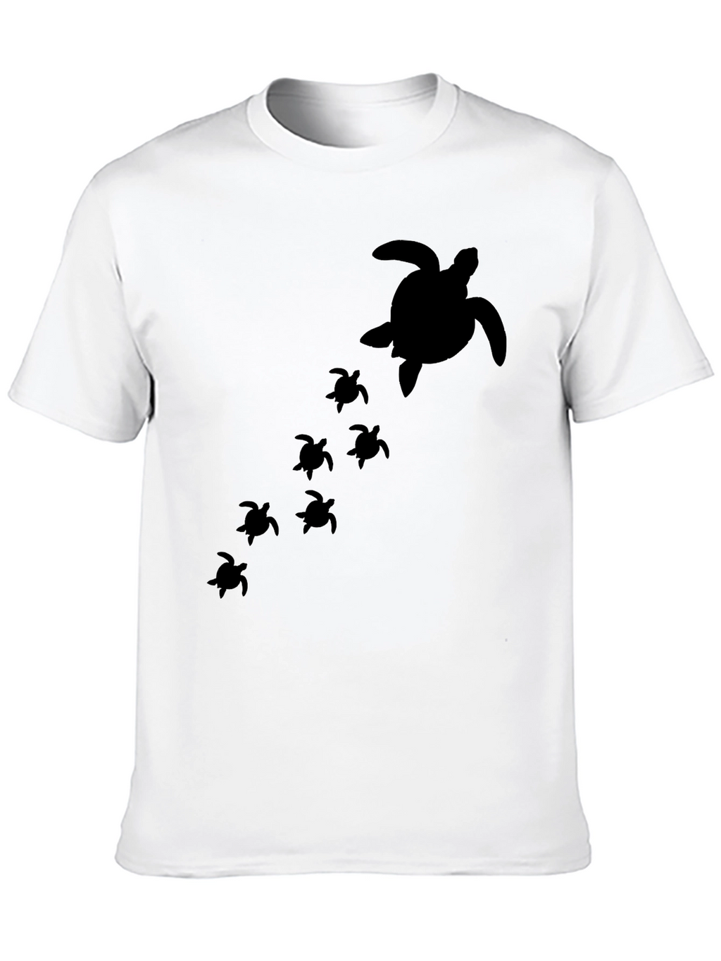 Turtle Family Graphic Tee - Black Cotton T-Shirt