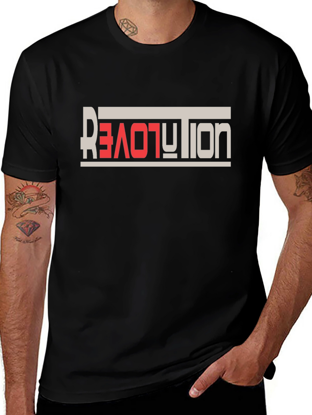 Revolution Love Graphic Tee - Black Casual T-Shirt