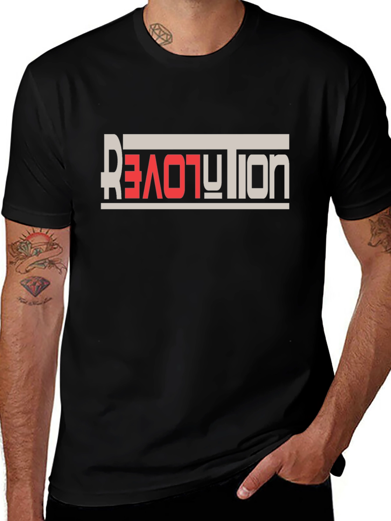 Revolution Love Graphic Tee - Black Casual T-Shirt