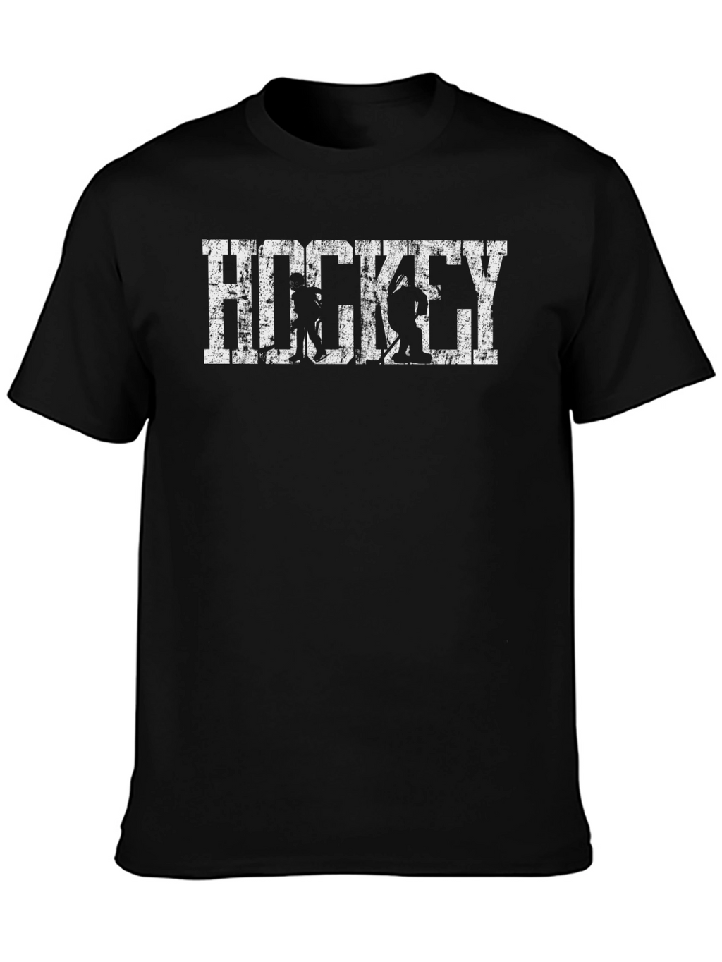 Distressed Hockey Graphic T-Shirt - Black