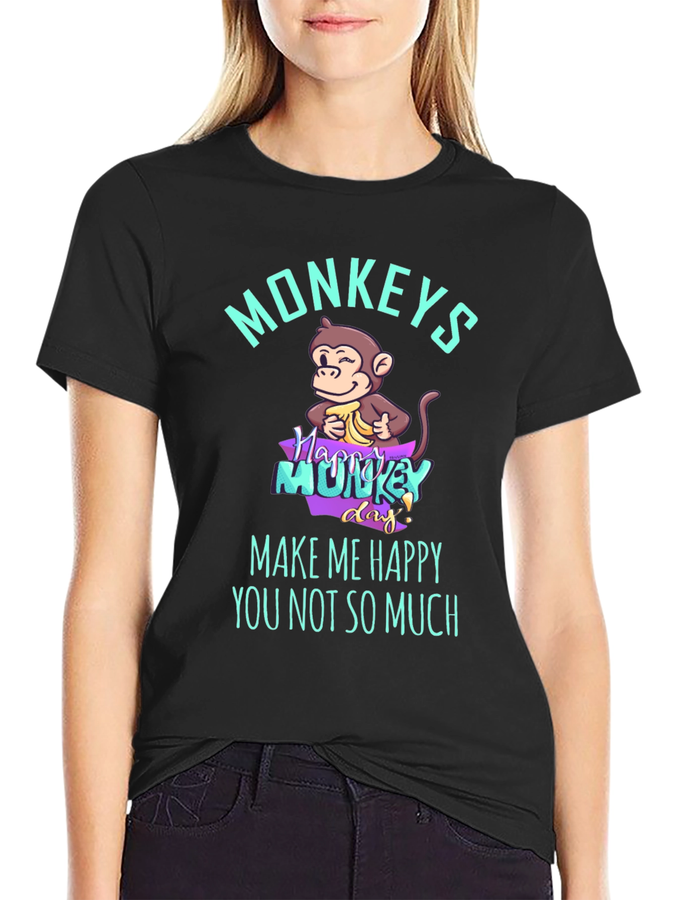 Funny Monkey Graphic T-Shirt - Make Me Happy Tee