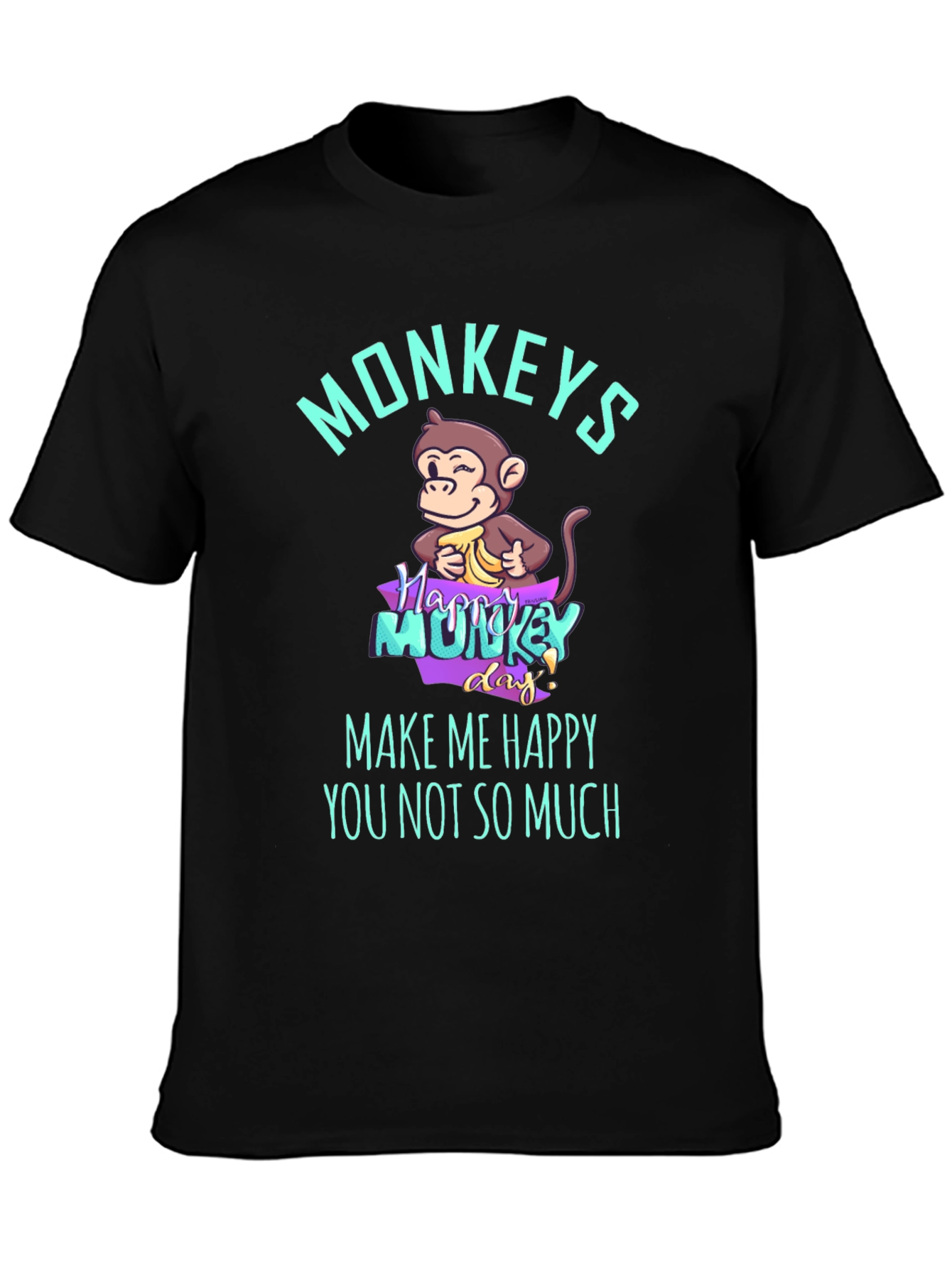 Funny Monkey Graphic T-Shirt - Make Me Happy Tee