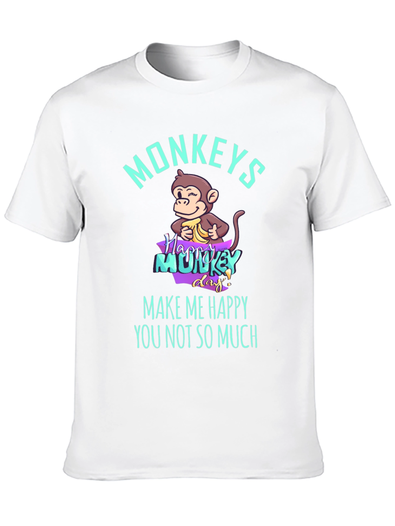 Funny Monkey Graphic T-Shirt - Make Me Happy Tee