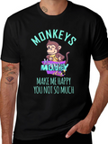 Funny Monkey Graphic T-Shirt - Make Me Happy Tee