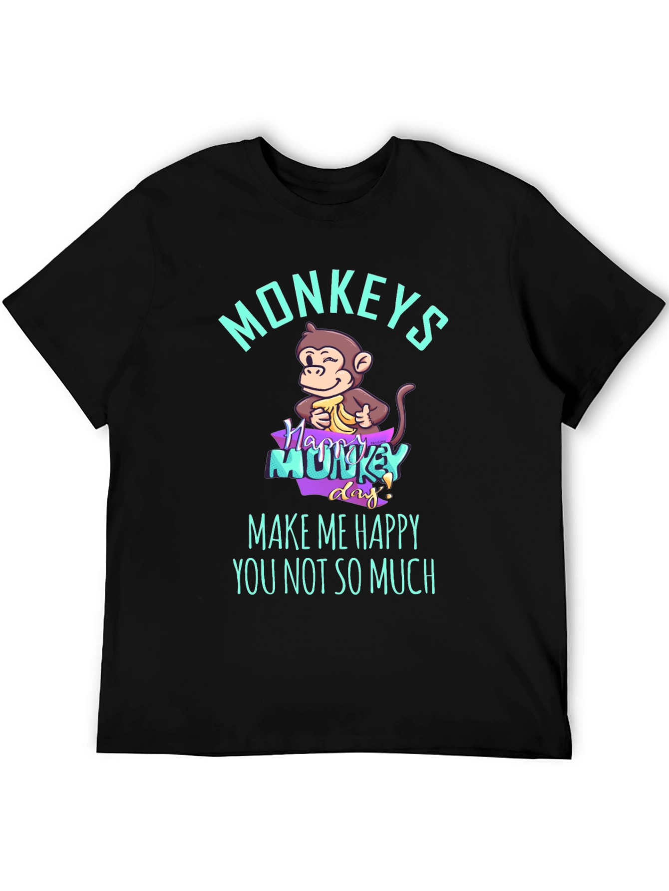 Funny Monkey Graphic T-Shirt - Make Me Happy Tee