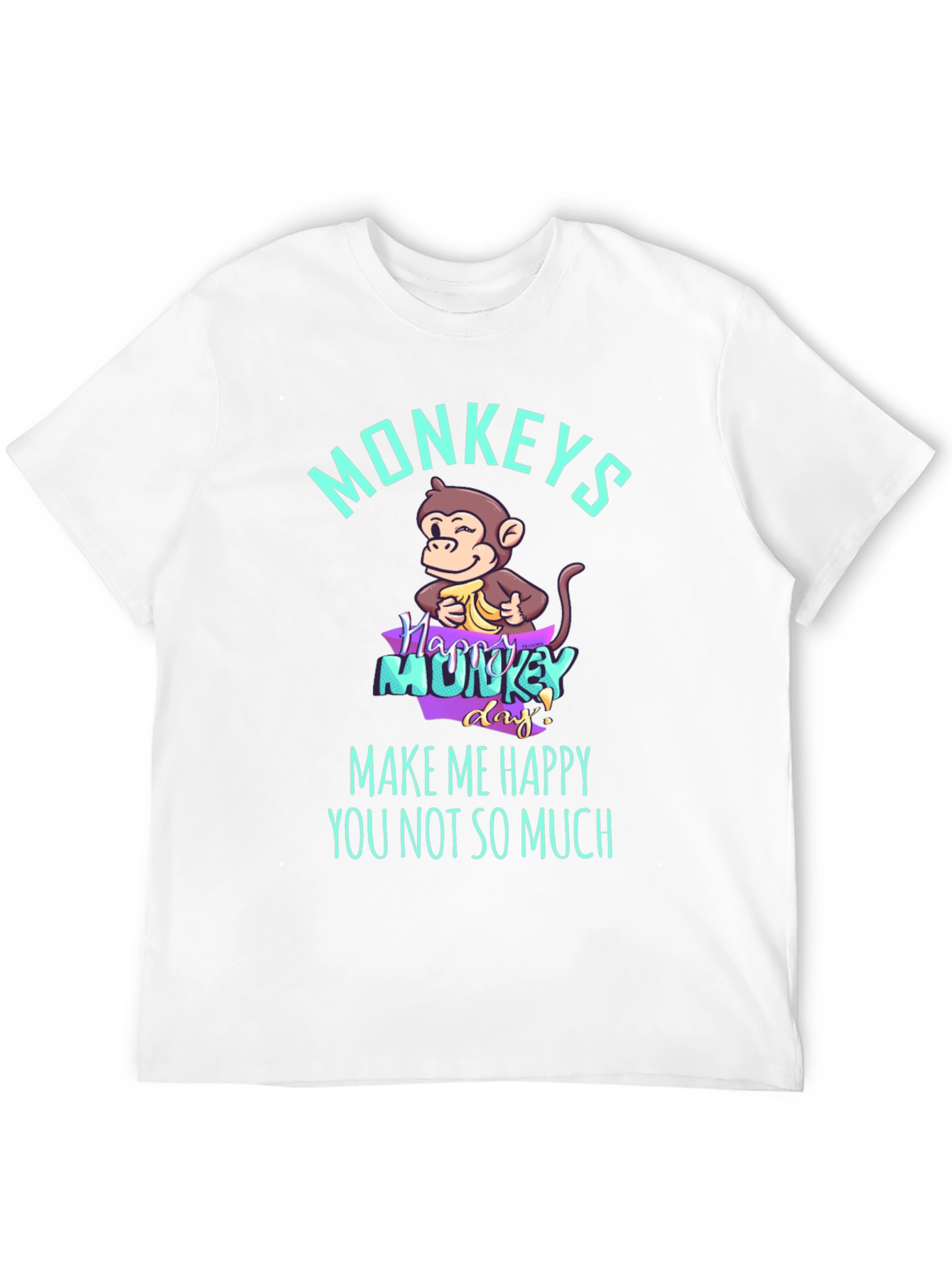 Funny Monkey Graphic T-Shirt - Make Me Happy Tee
