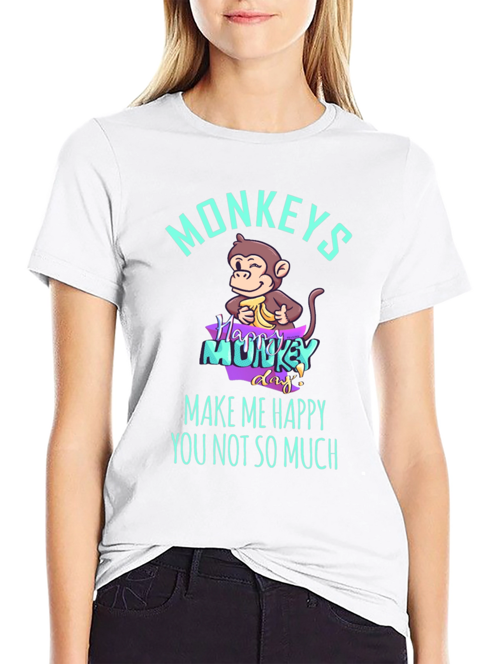 Funny Monkey Graphic T-Shirt - Make Me Happy Tee