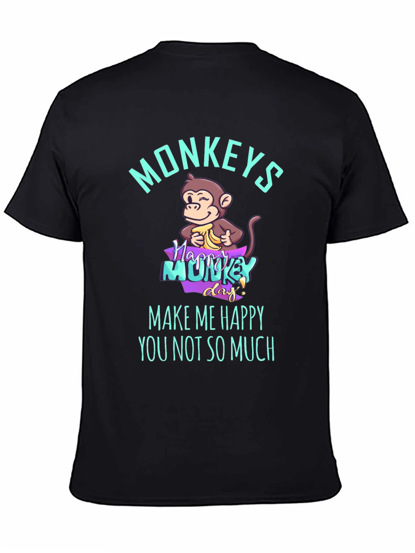Funny Monkey Graphic T-Shirt - Make Me Happy Tee