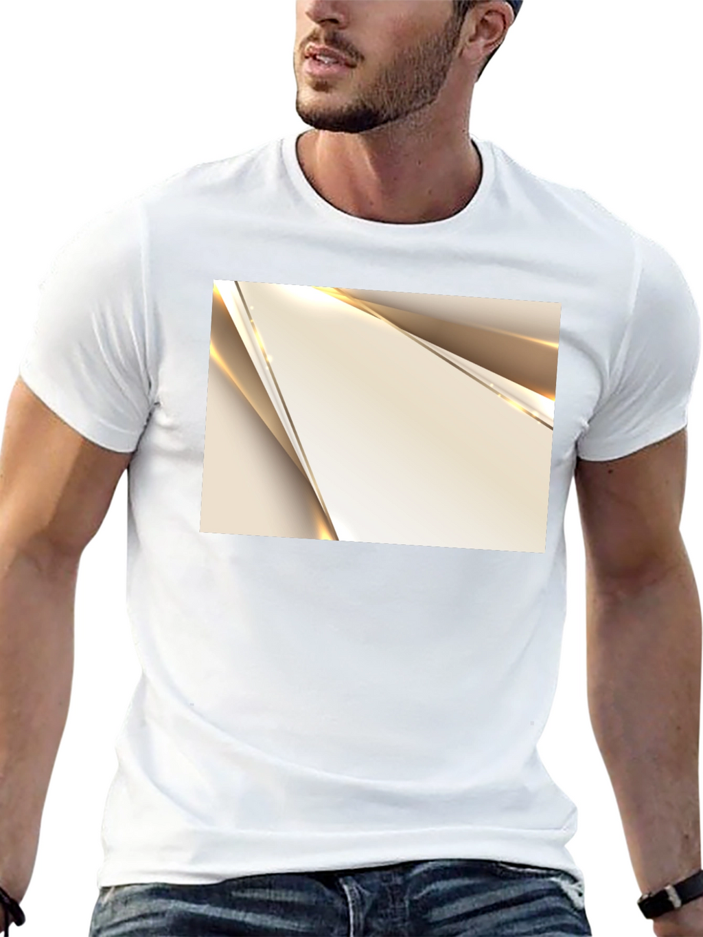 Modern Geometric Graphic Print Black T-Shirt