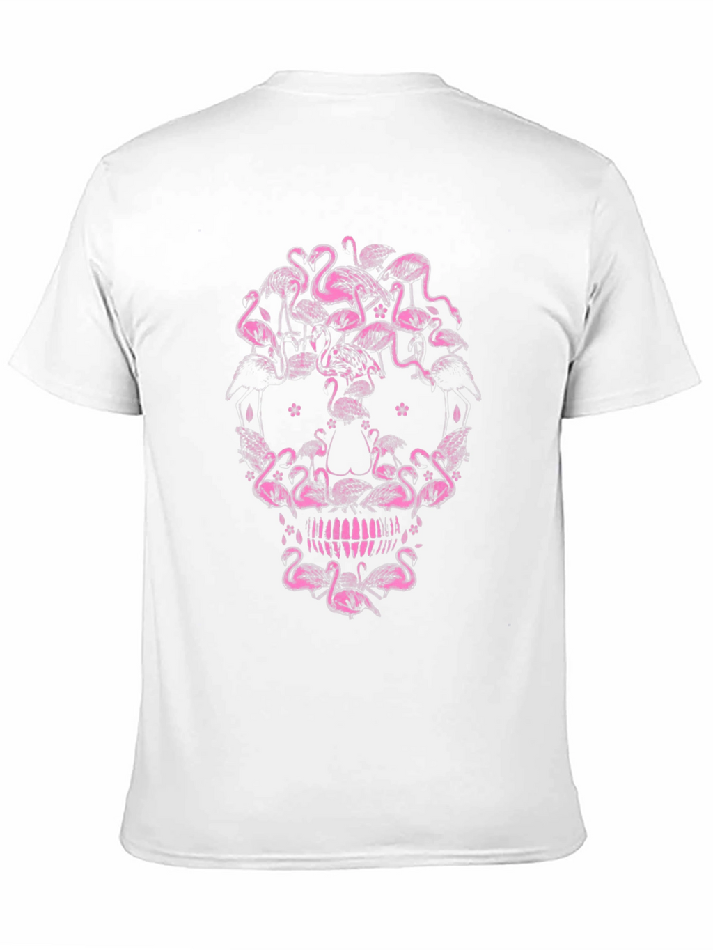 Flamingo Skull Graphic Tee - Black Cotton T-Shirt