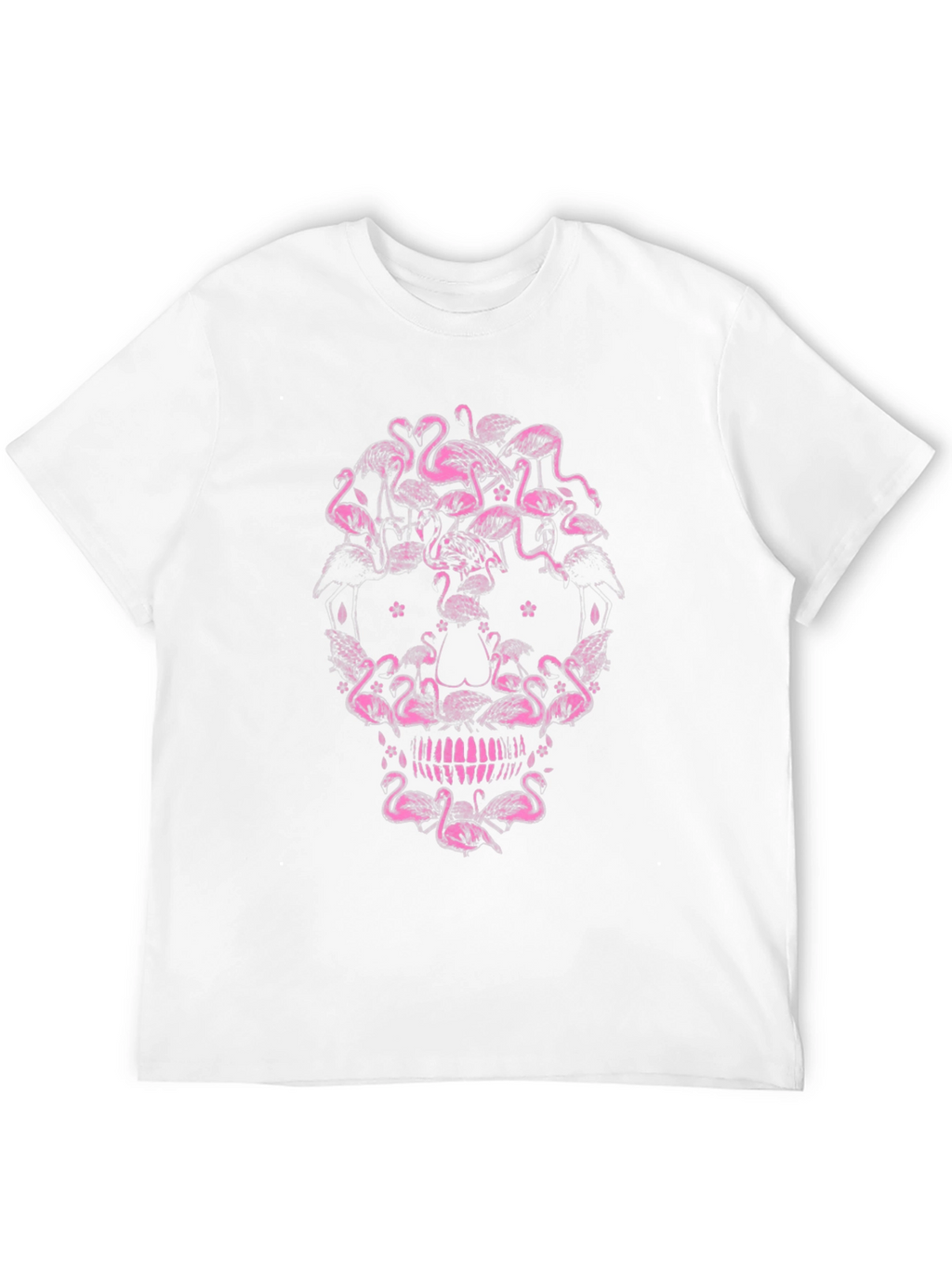Flamingo Skull Graphic Tee - Black Cotton T-Shirt