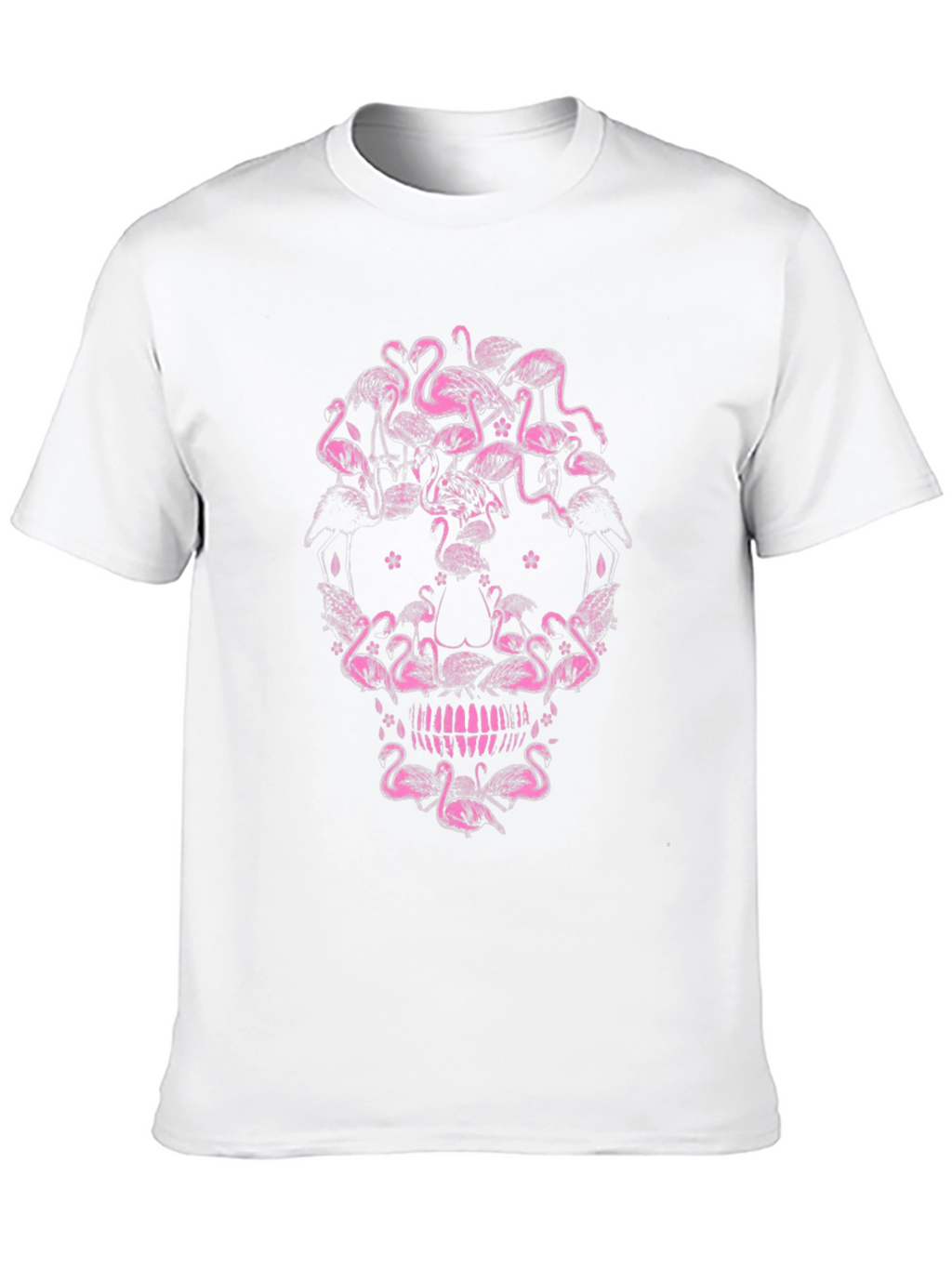 Flamingo Skull Graphic Tee - Black Cotton T-Shirt