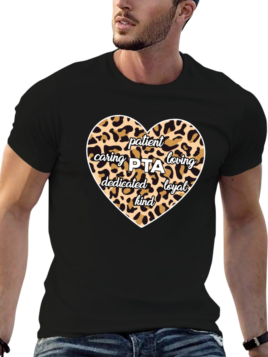 Patient Caring PTA Leopard Print Heart T-Shirt