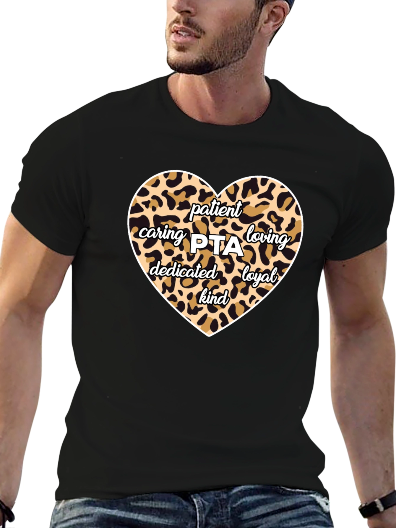 Patient Caring PTA Leopard Print Heart T-Shirt