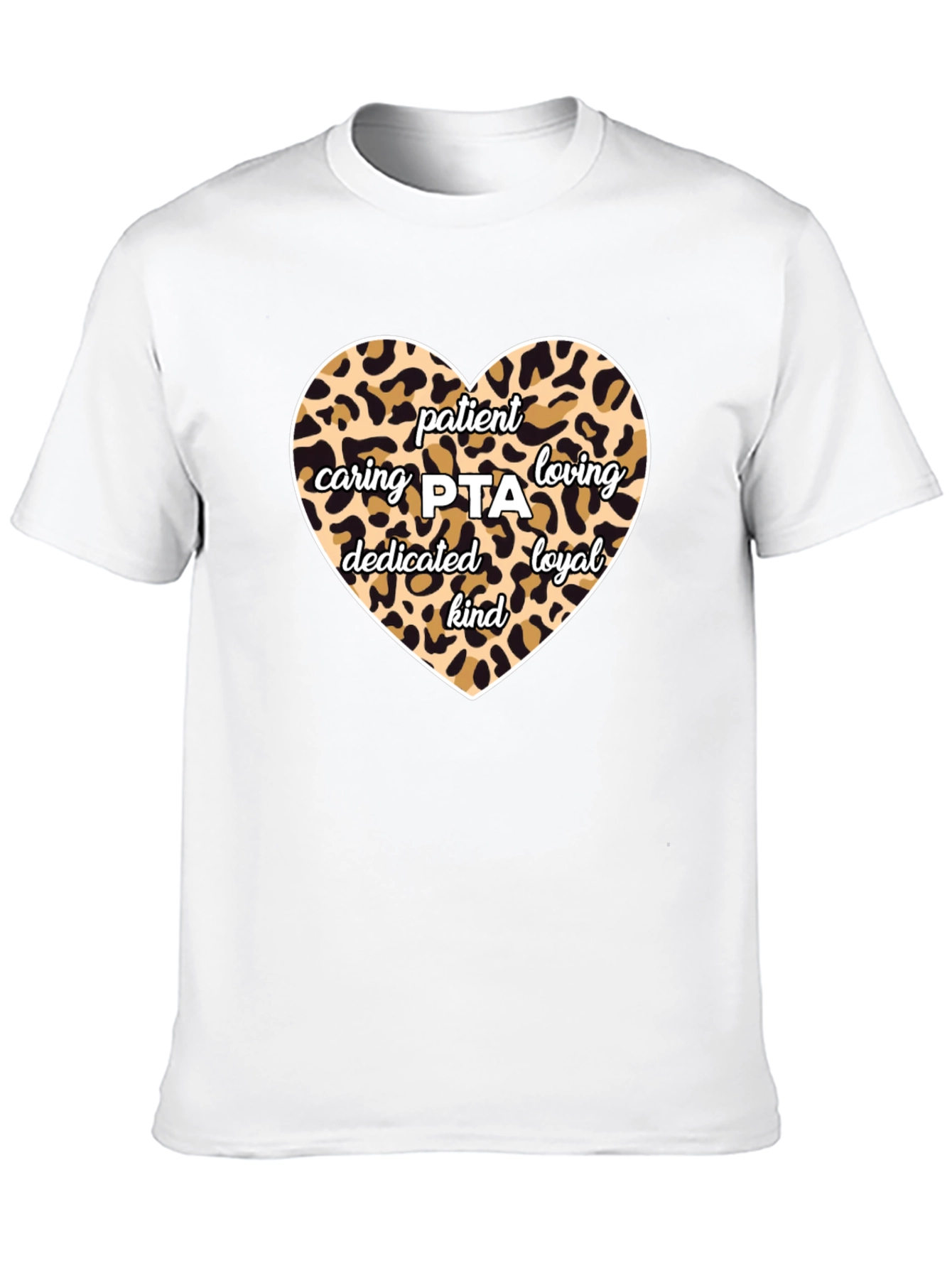 Patient Caring PTA Leopard Print Heart T-Shirt