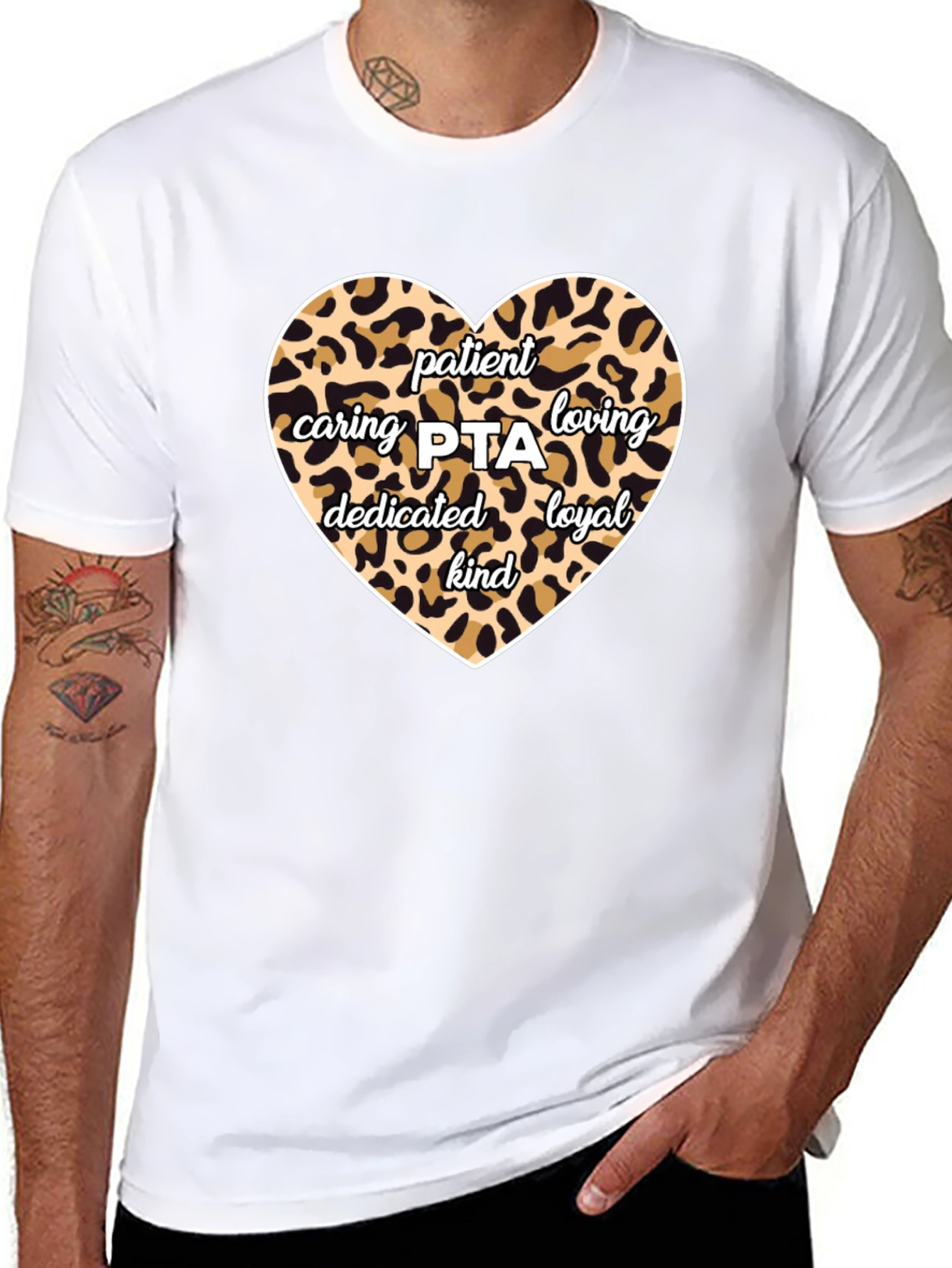 Patient Caring PTA Leopard Print Heart T-Shirt